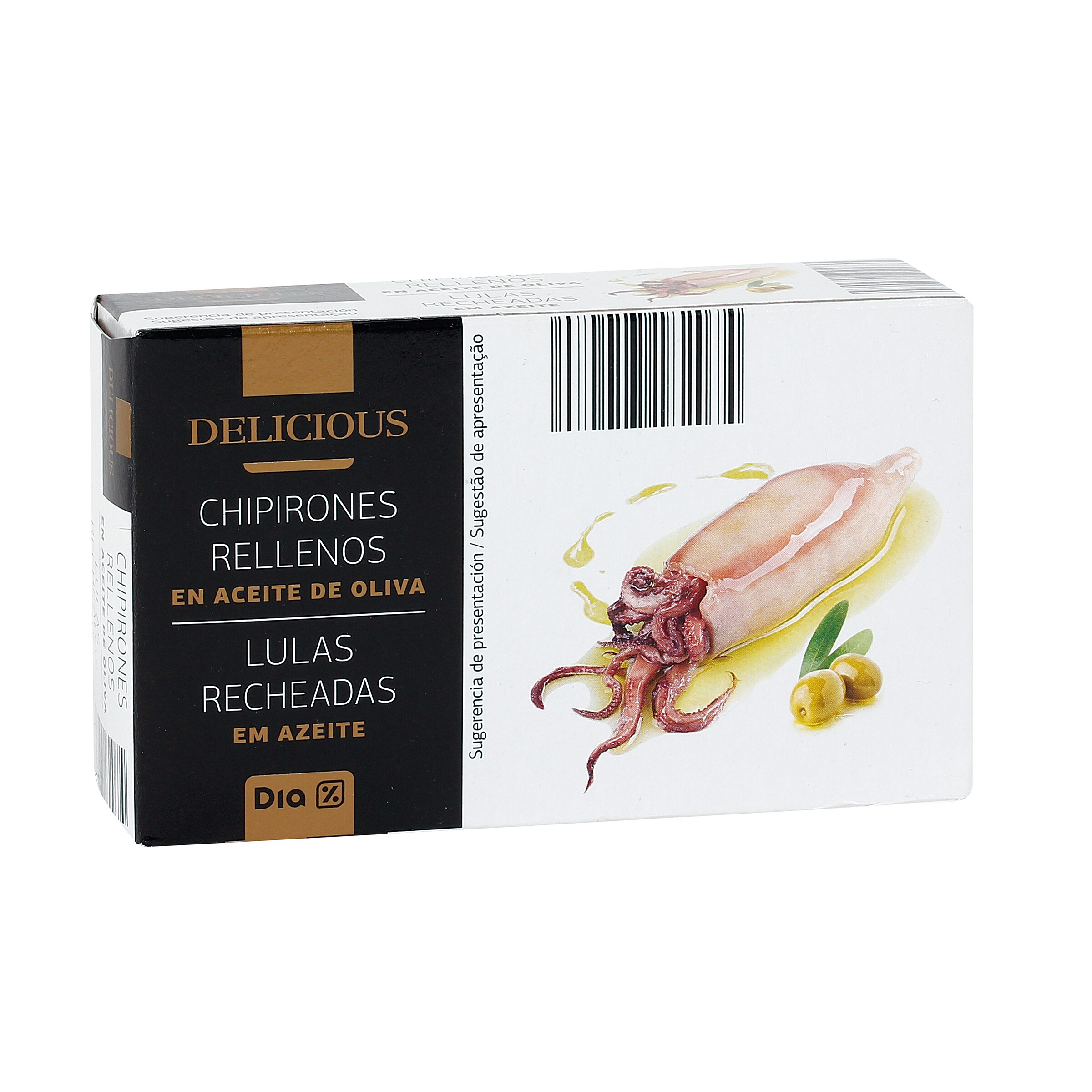 DIA DELICIOUS chipirones rellenos en aceite de oliva lata 72 gr