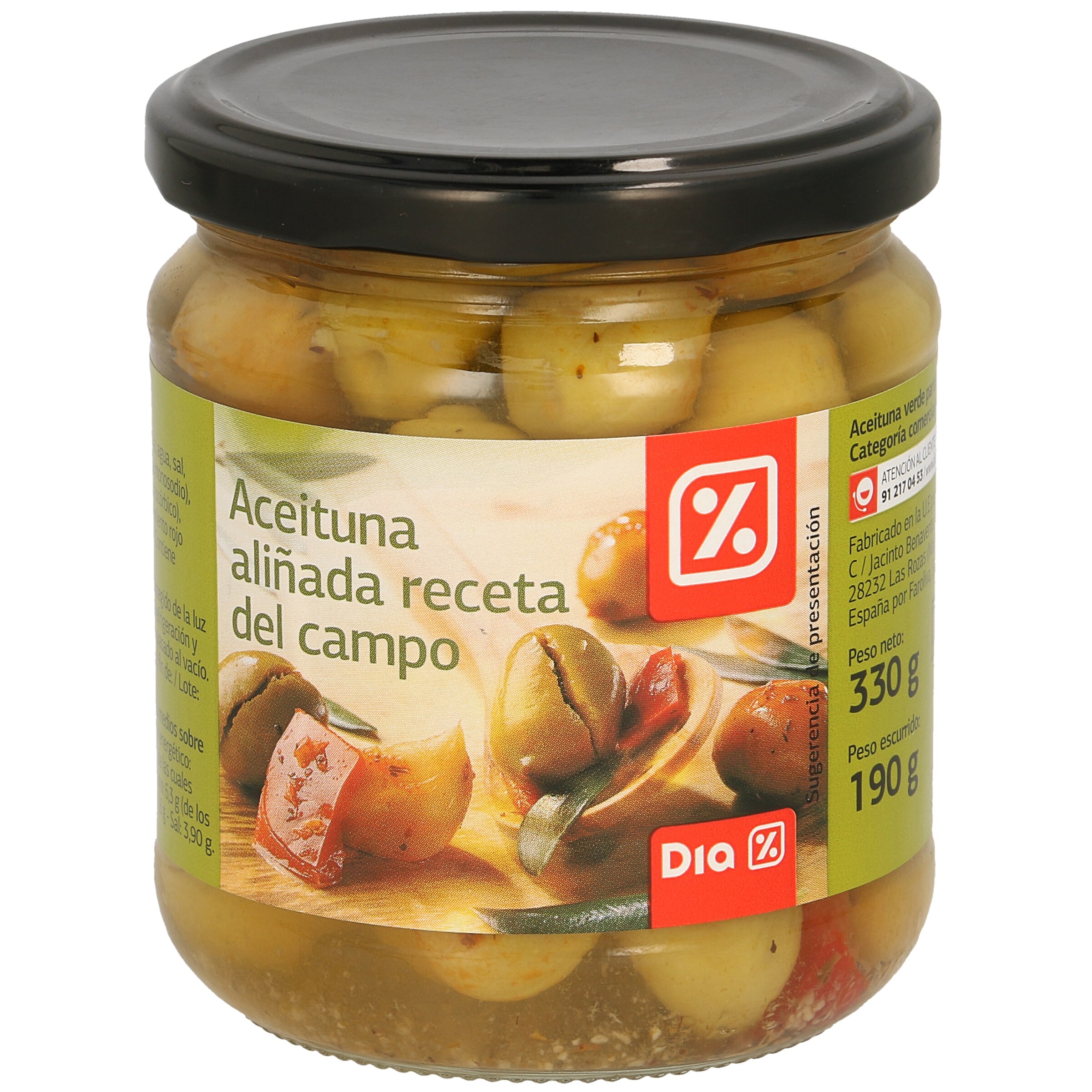 DIA aceitunas aliñadas receta del campo frasco 180 gr