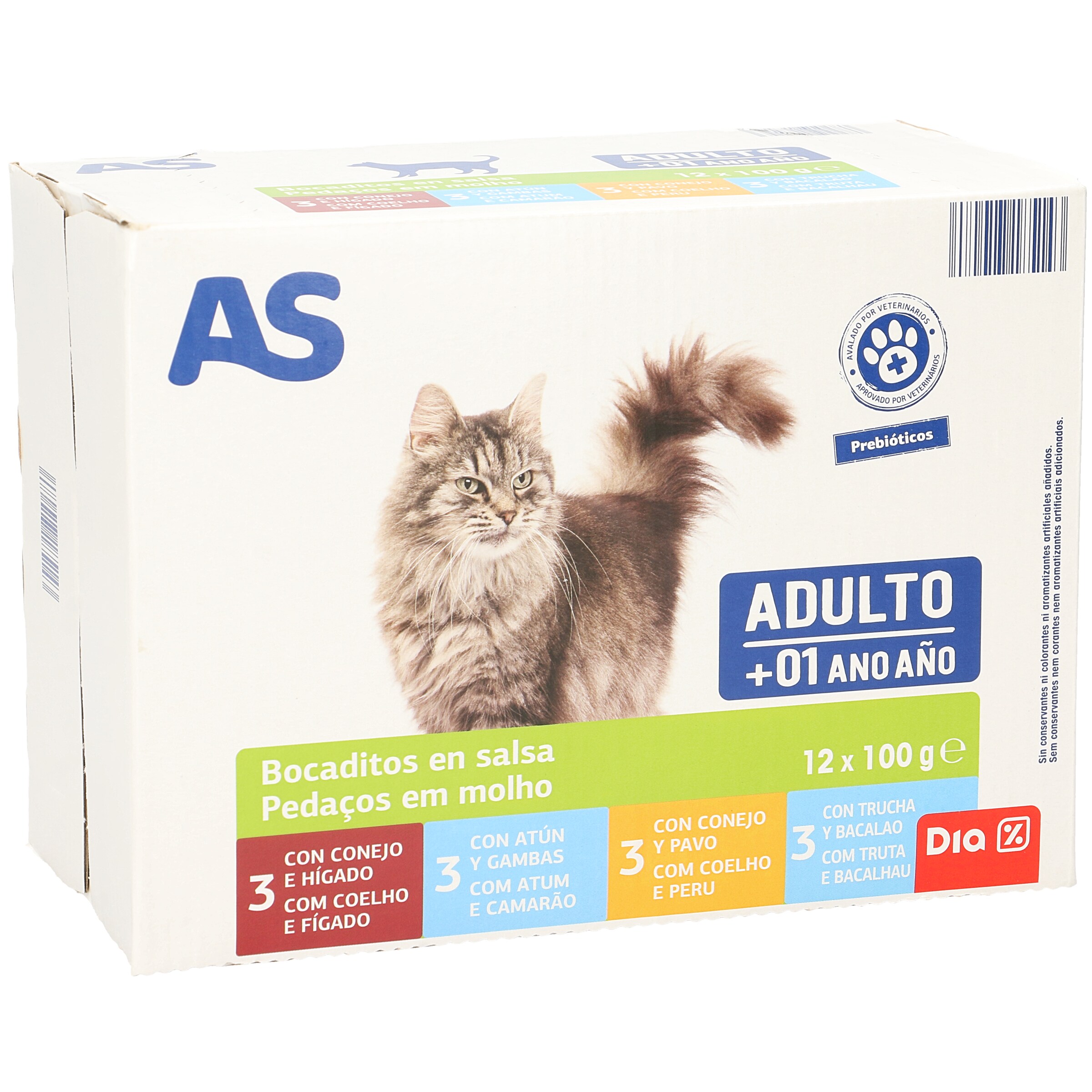 AS bocaditos en salsa para gatos adultos 12 x 100 gr