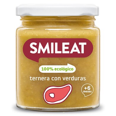 Puré de ternera con verduras 100% ecológico Smileat frasco 230 g-0 Puré de ternera con verduras 100% ecológico Smileat frasco 230 g-0