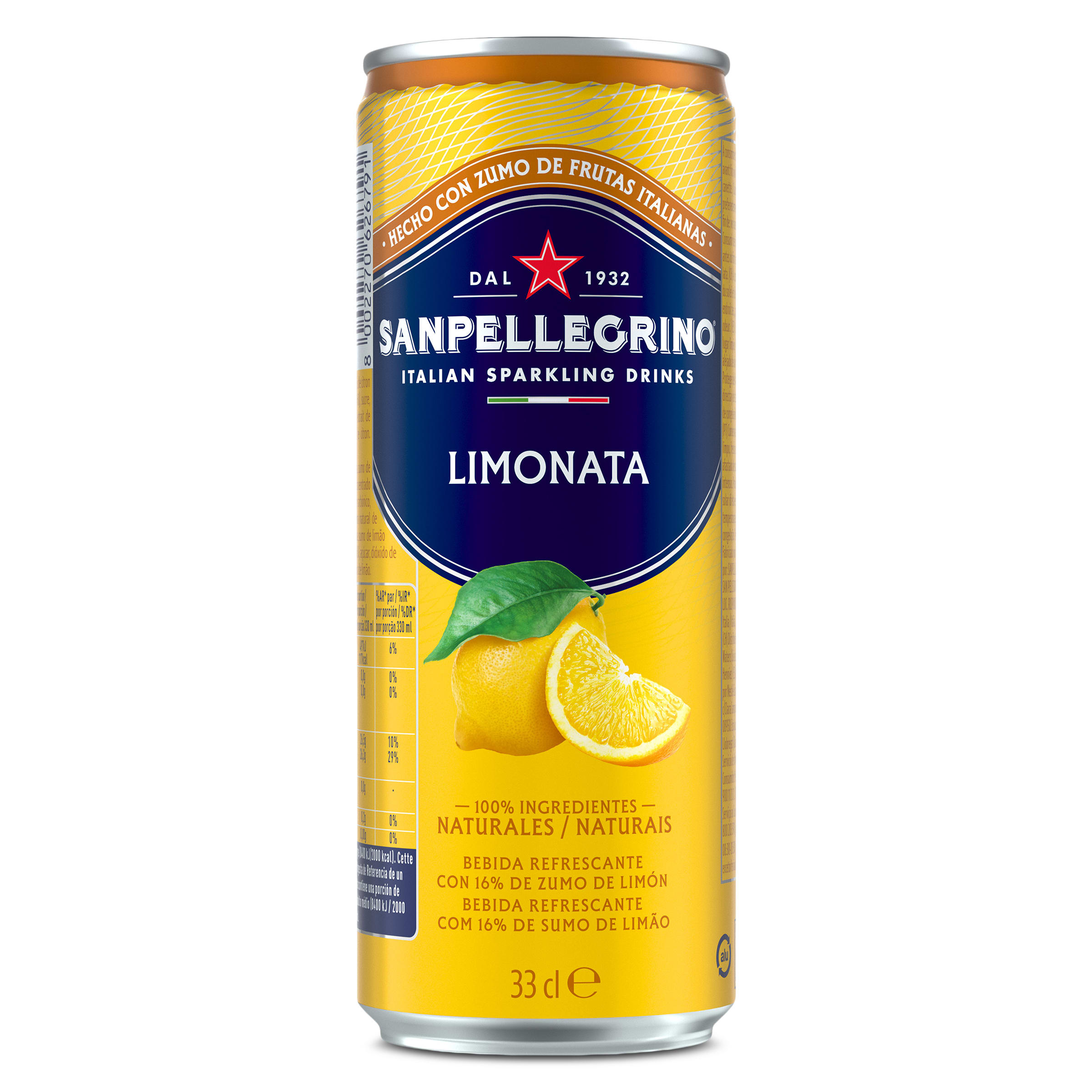 Agua con gas sabor limón San Pellegrino lata 330 ml