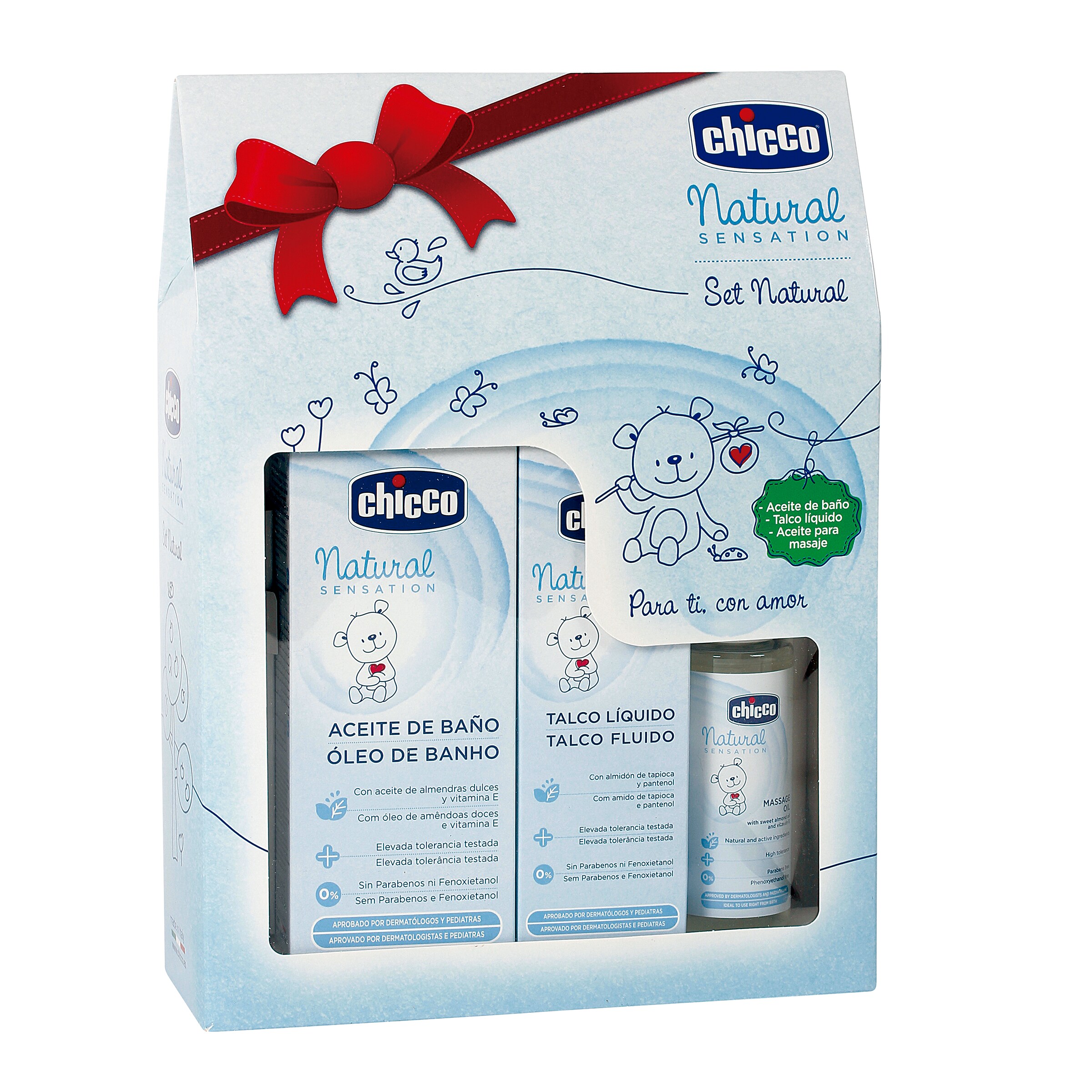CHICCO Natural pack aceite de baño 200 ml + talco 100 ml + aceite masaje 100 ml