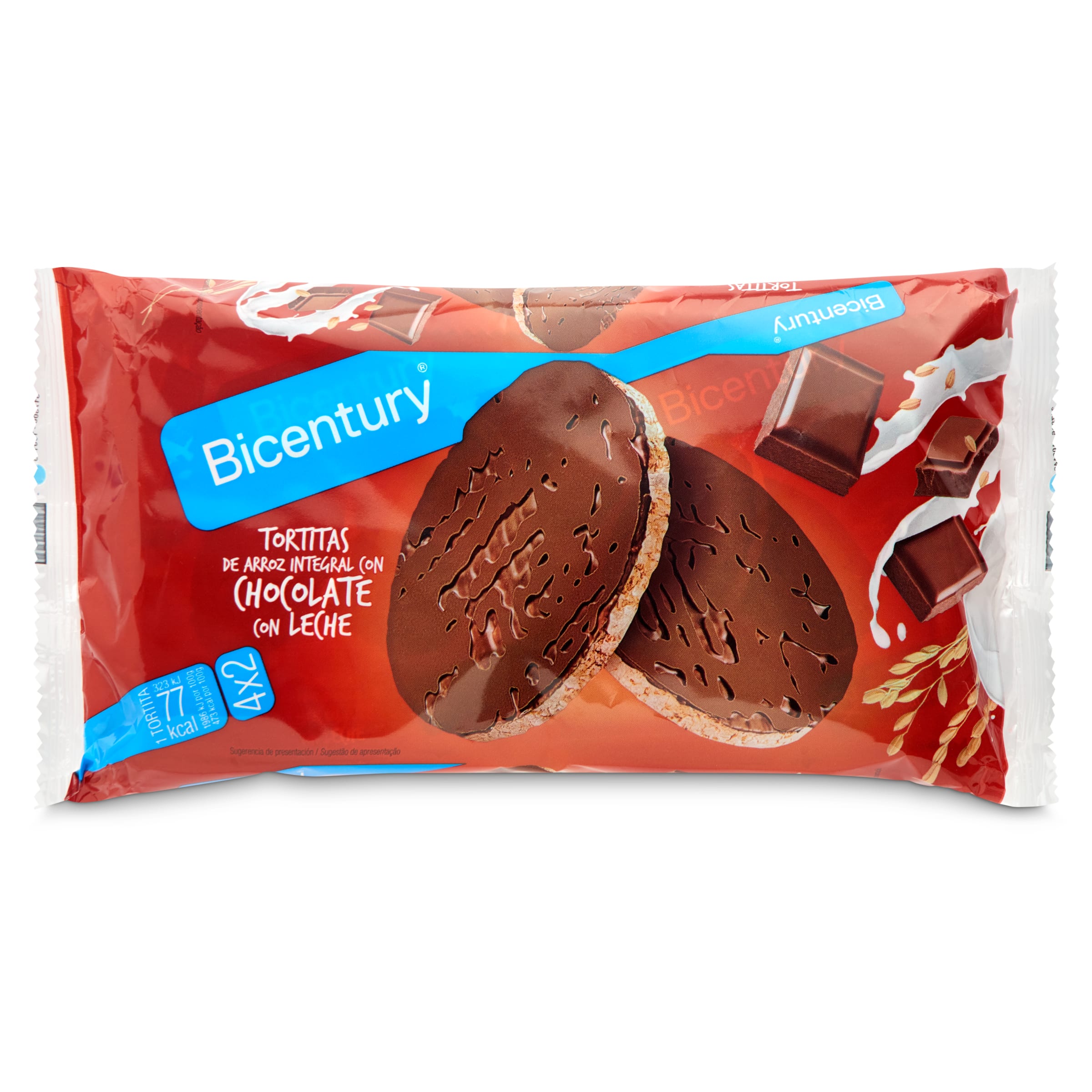 BICENTURY tortitas de arroz con chocolate con leche paquete 130 gr