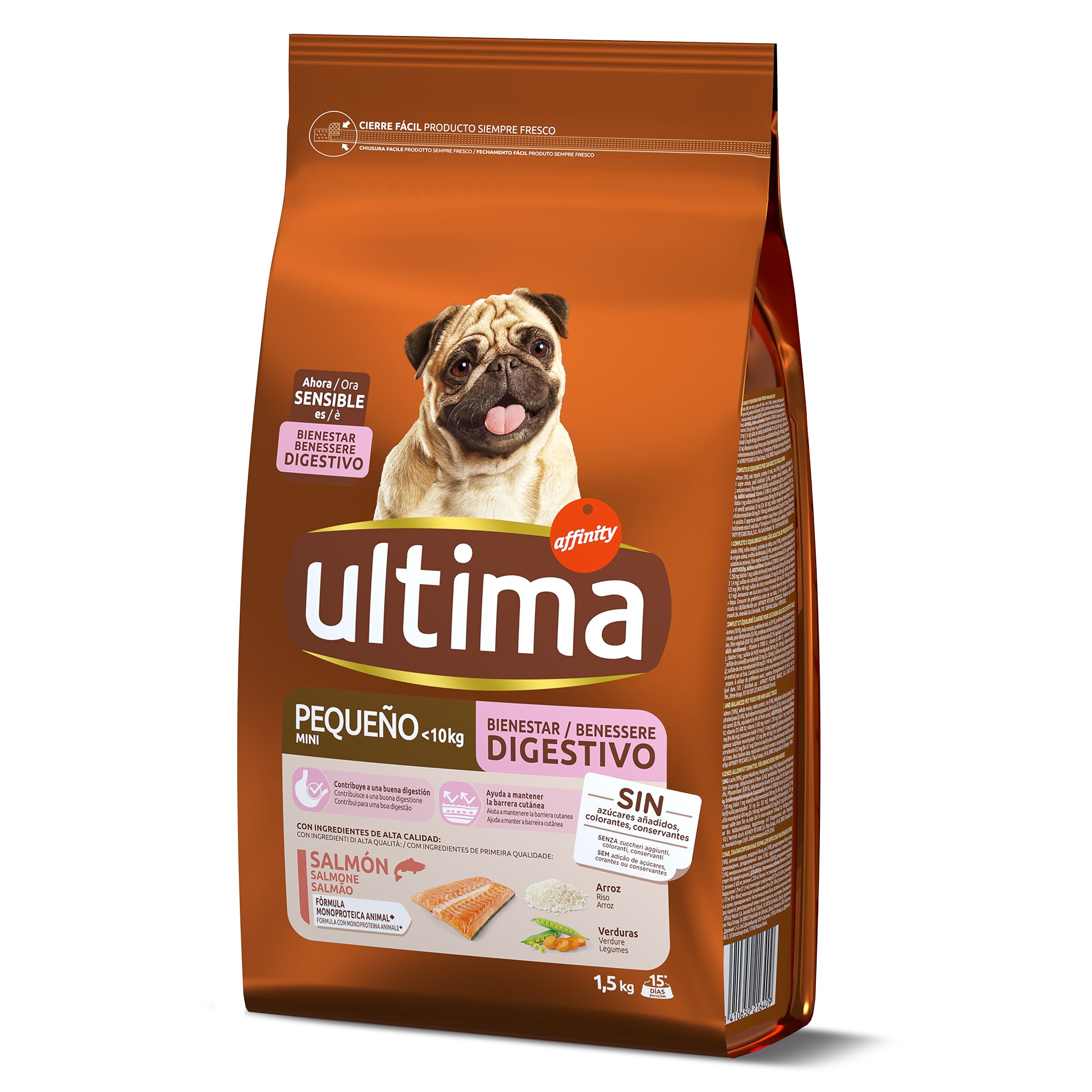 ULTIMA alimento para perros mini sensitive con salmón bolsa 1.5 Kg