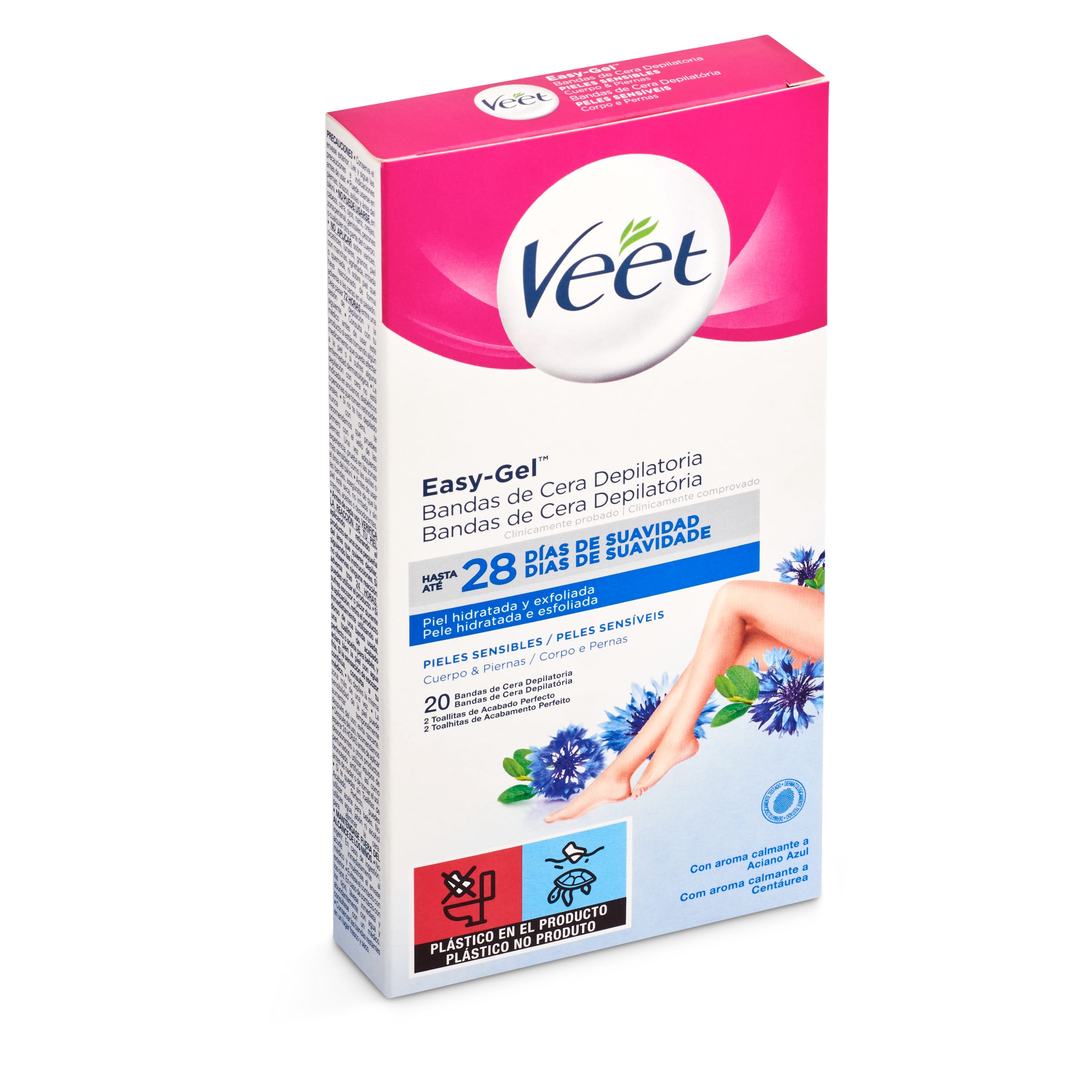 VEET Easy gelwax bandas de cera depilatoria piel sensible caja 20 uds