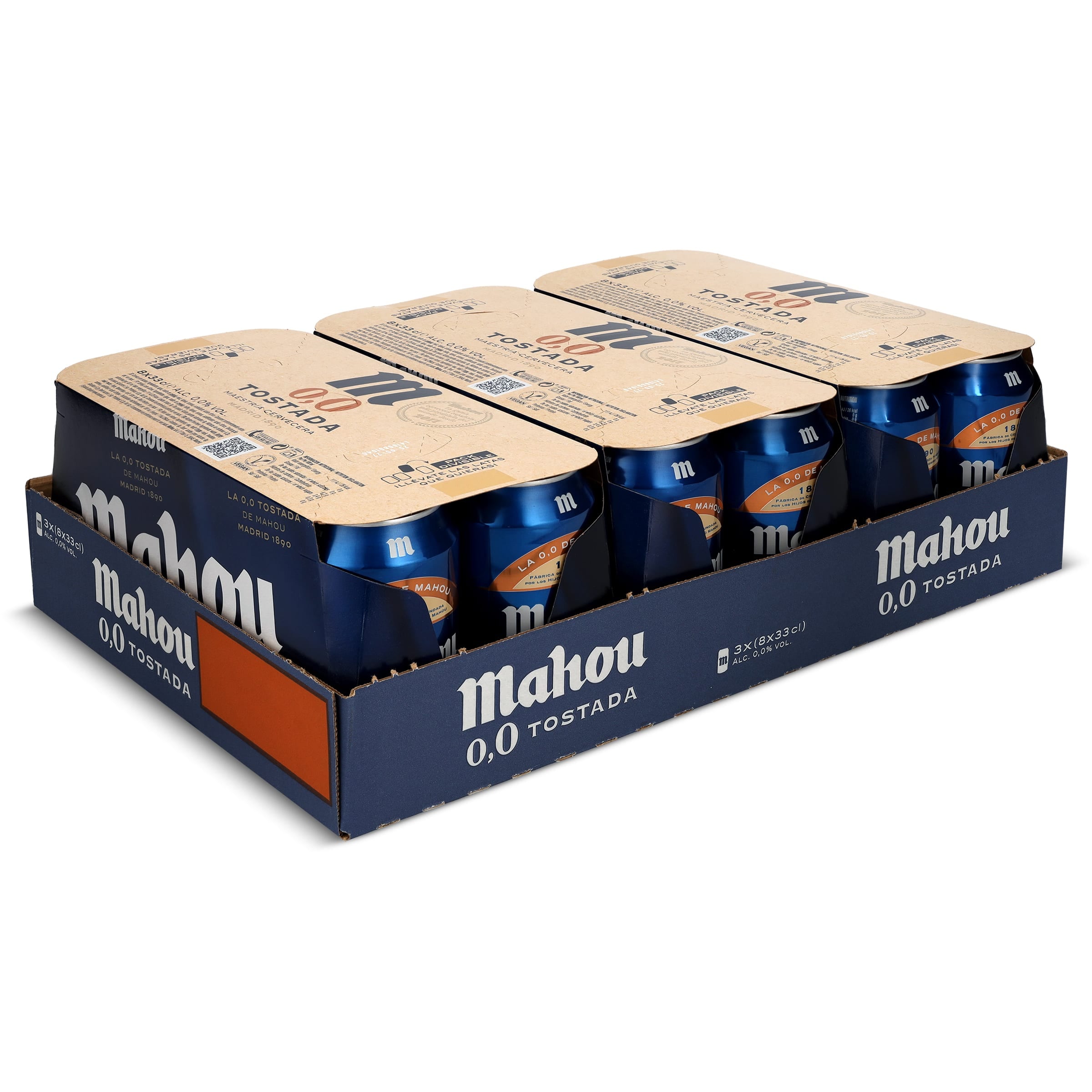 Cerveza tostada 0,0% alcohol Mahou pack 24 x 33 cl