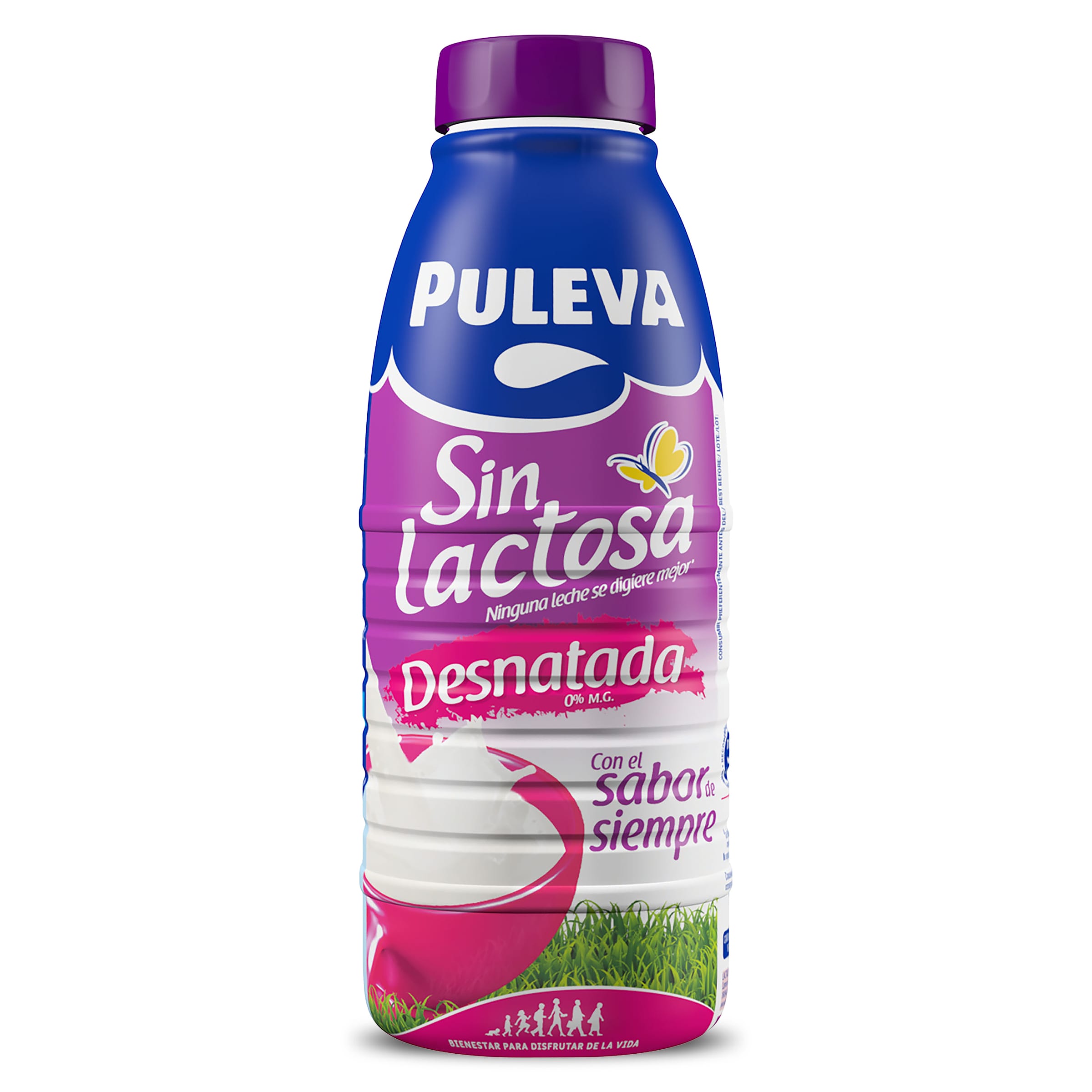 PULEVA leche desnatada sin lactosa botella 1 lt