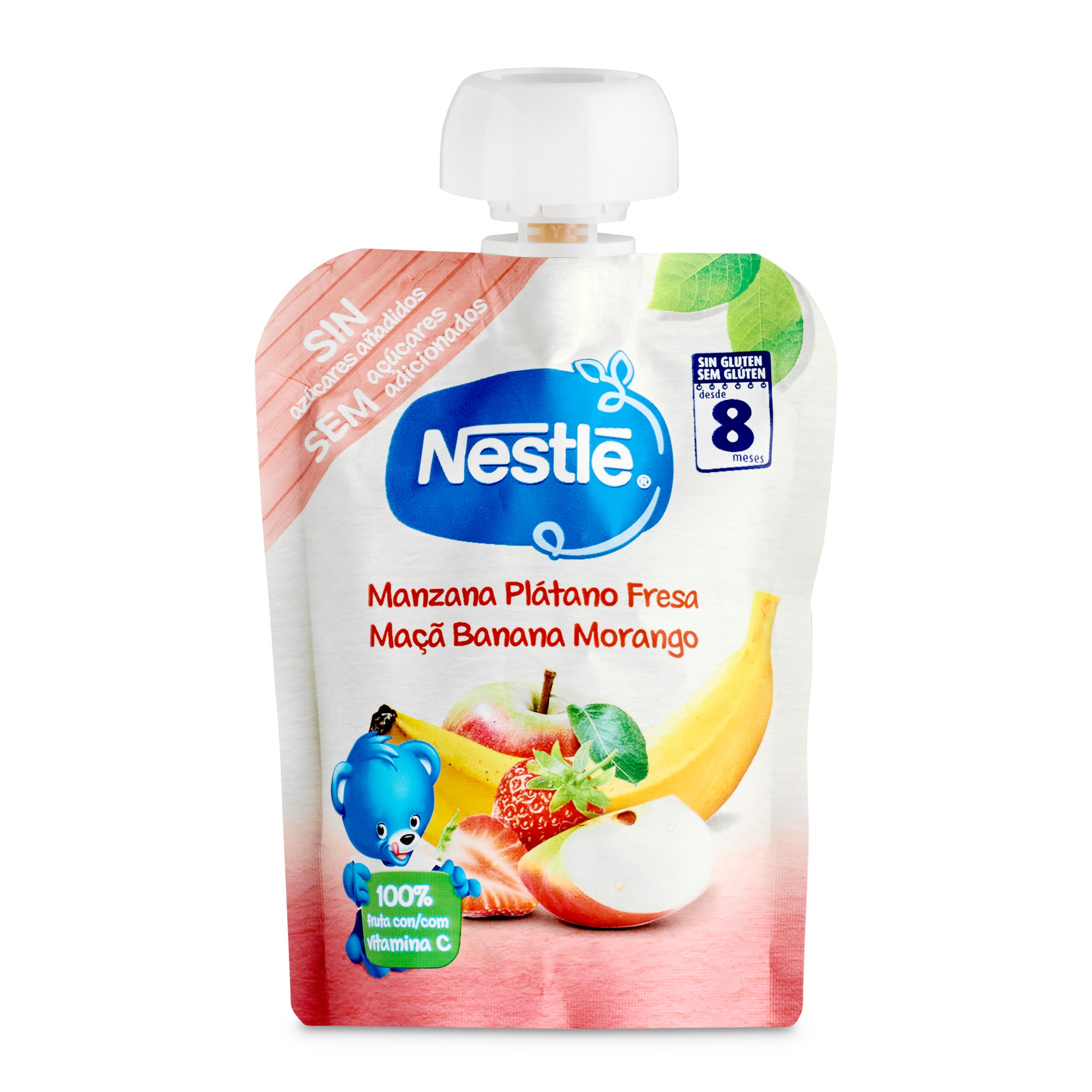 NESTLE manzana, plátano y fresa pouch 90 gr