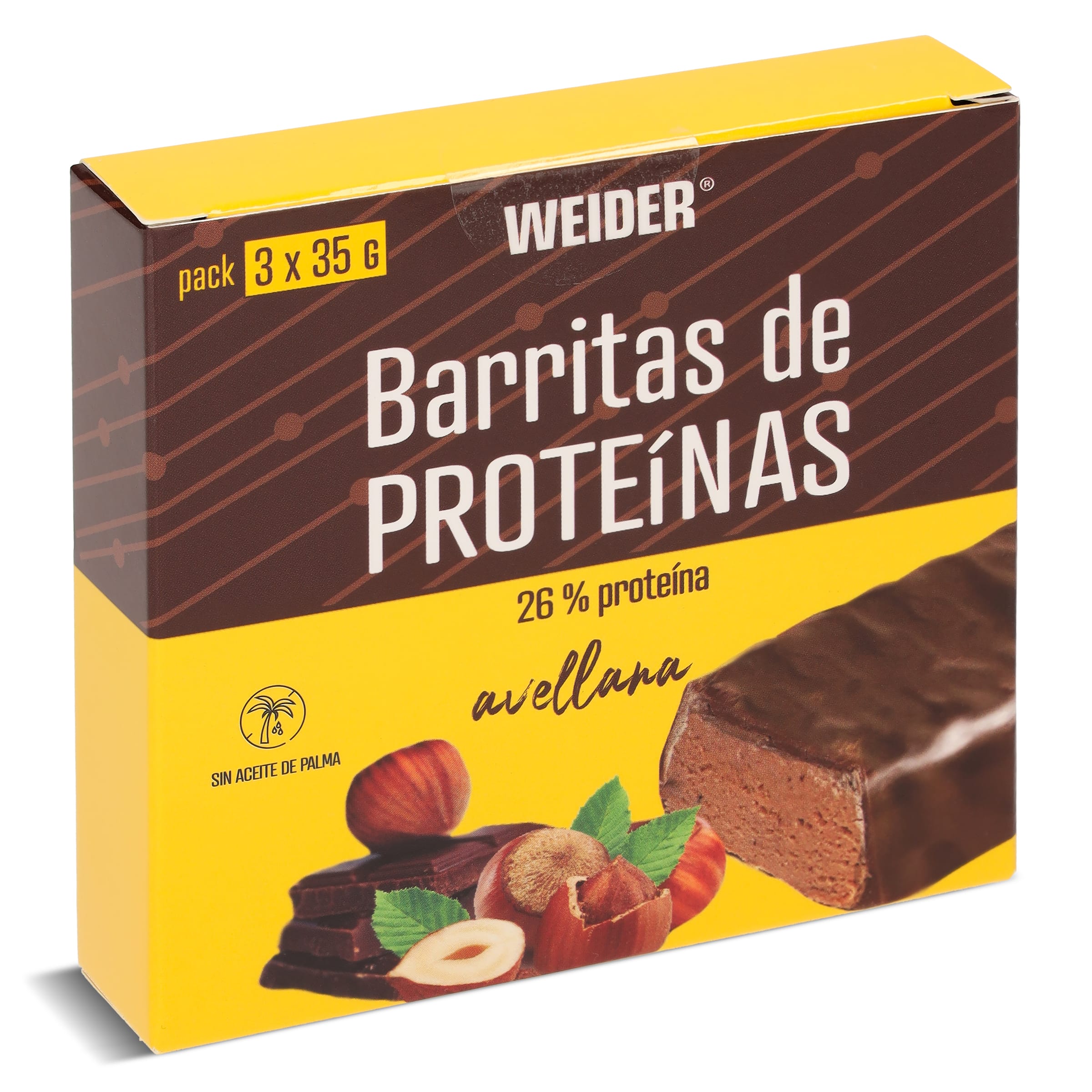WEIDER barritas de proteínas sabor avellanas caja 3 uds