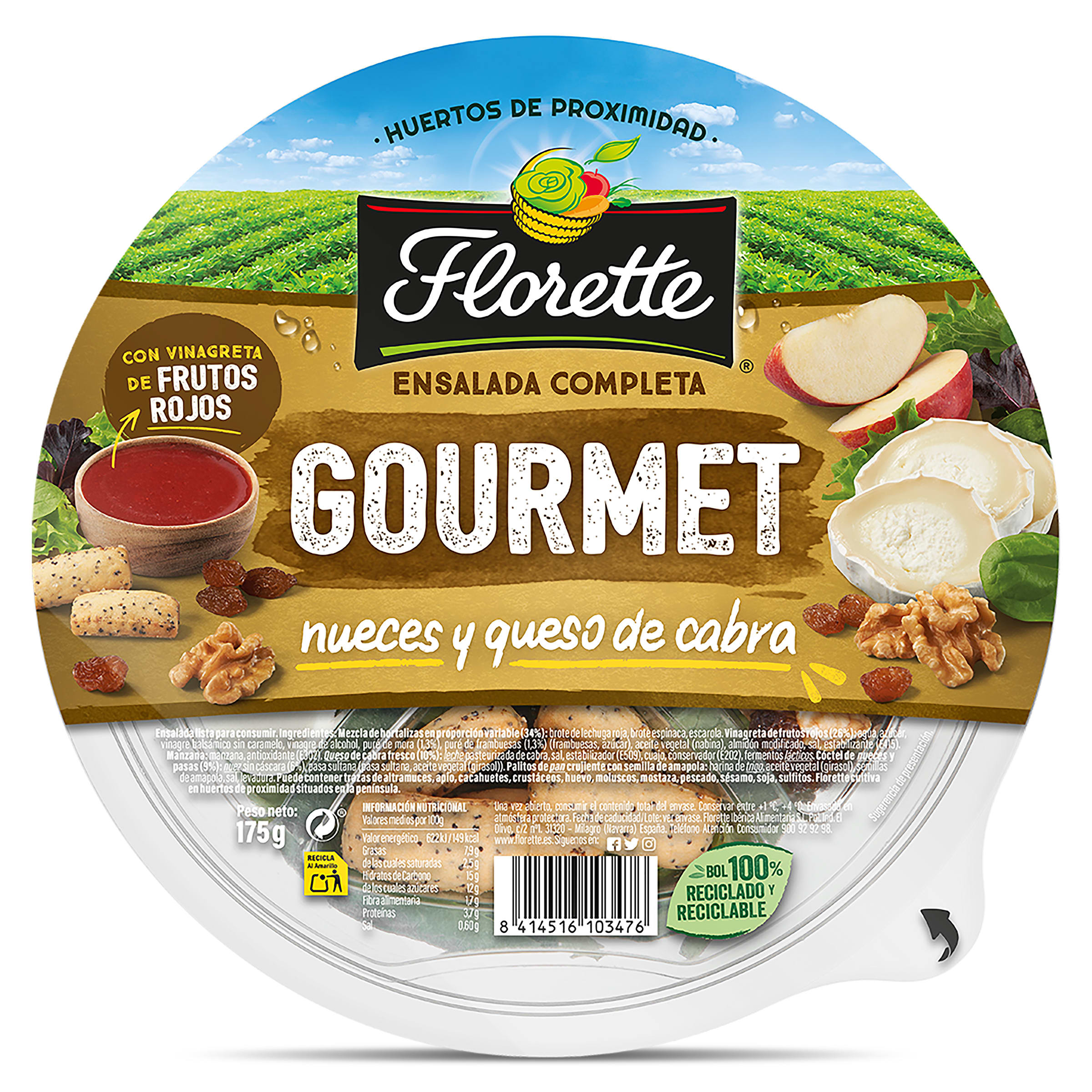 Ensalada gourmet con nueces y queso de cabra Florette 175 g