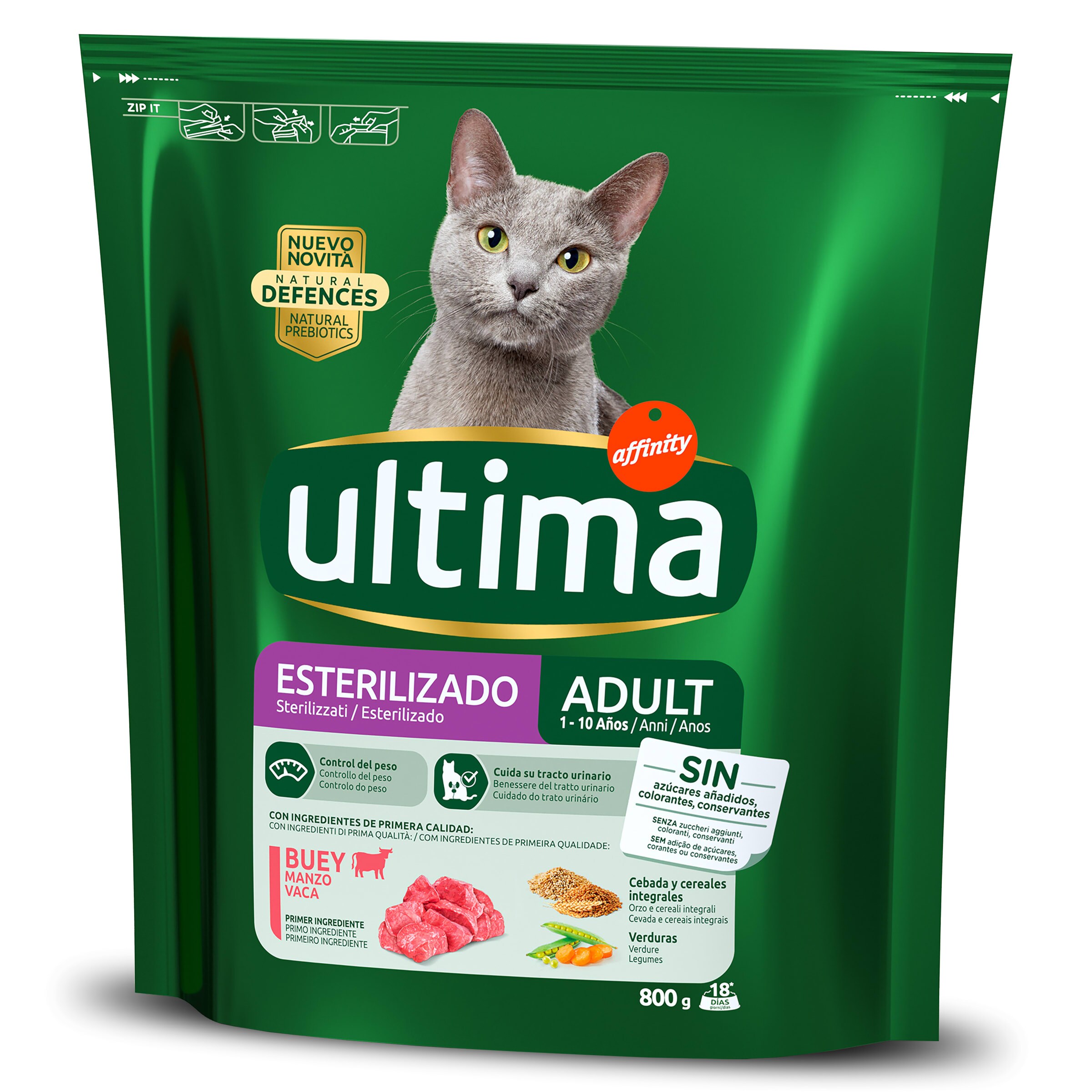 ULTIMA alimento para gatos esterilizados bolsa 800 gr