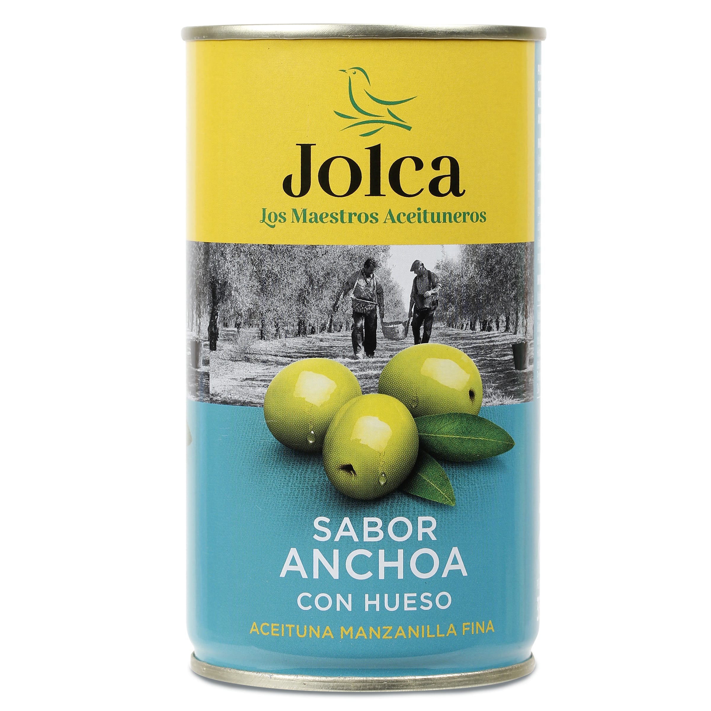 Aceitunas manzanilla sabor anchoa con hueso Jolca lata 185 g