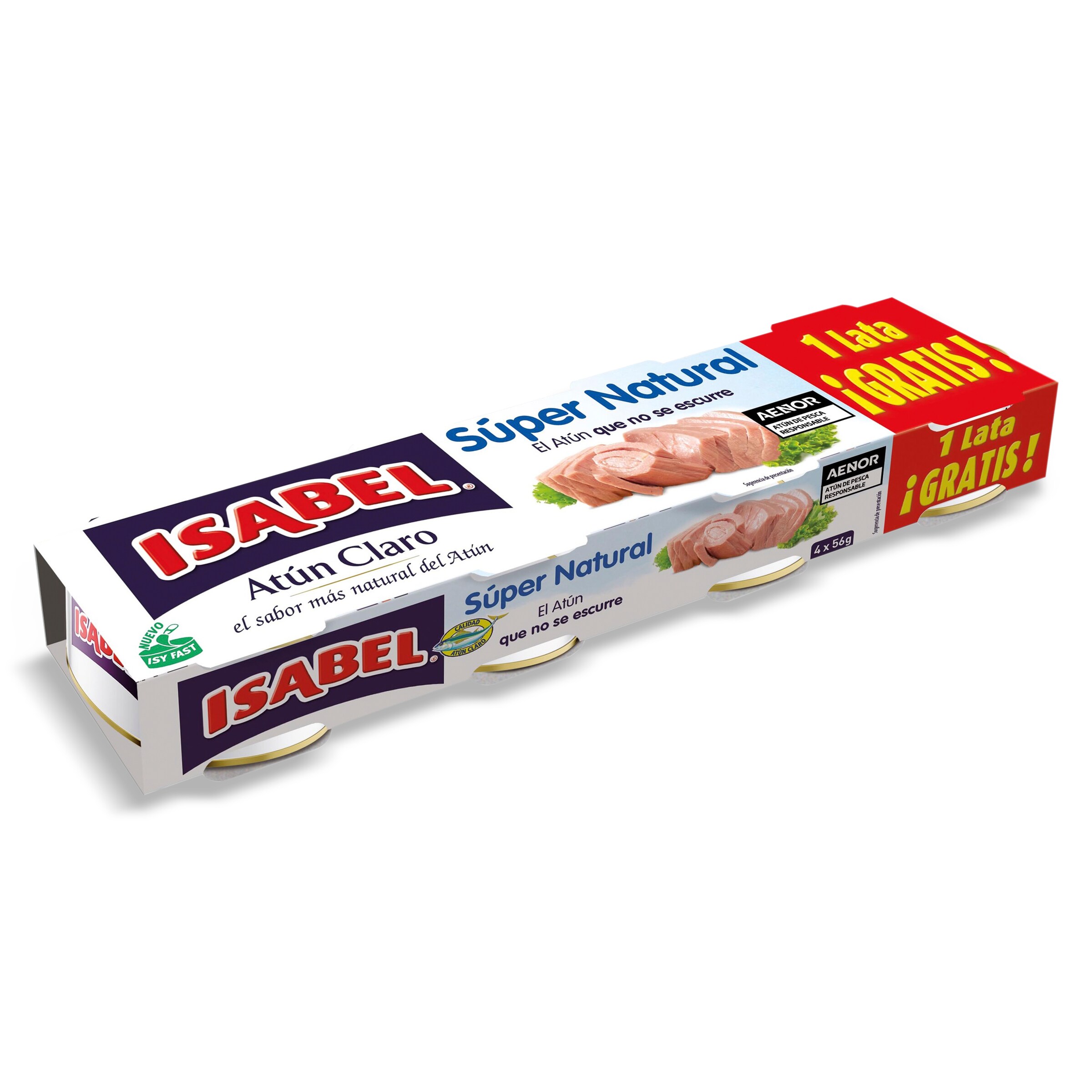 ISABEL atún claro natural pack 4 latas 56 gr