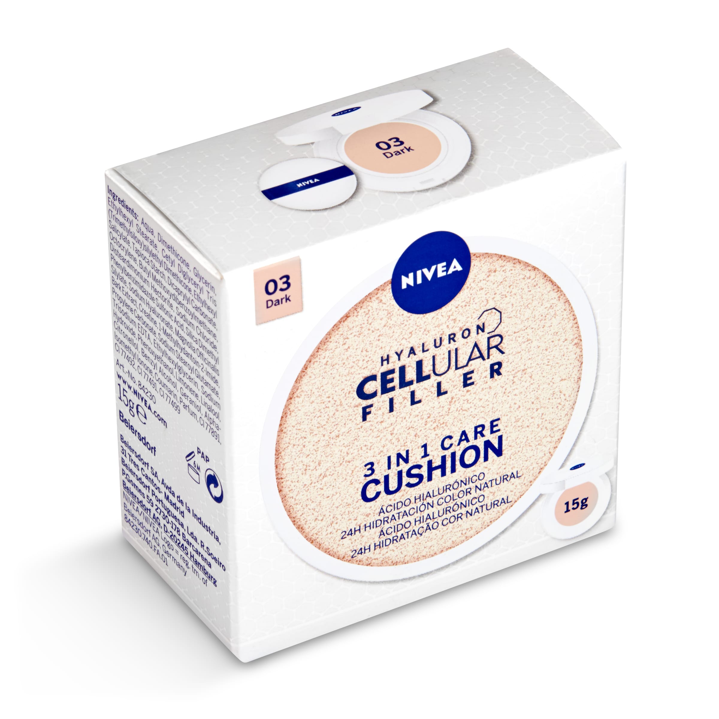 NIVEA Cellular hyaluron filler crema con color 3 en 1 tono oscuro 15 gr