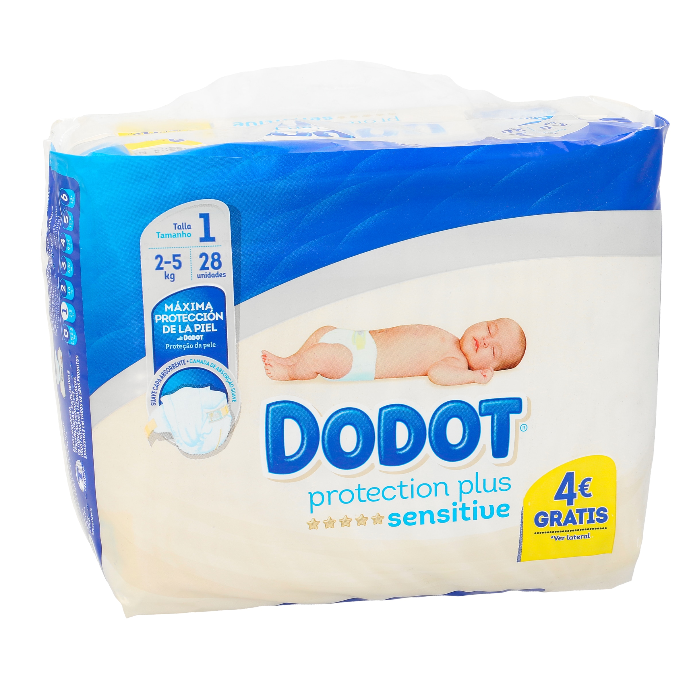 DODOT Sensitive pañales recién nacido 2-5 kg talla 1 paquete 28