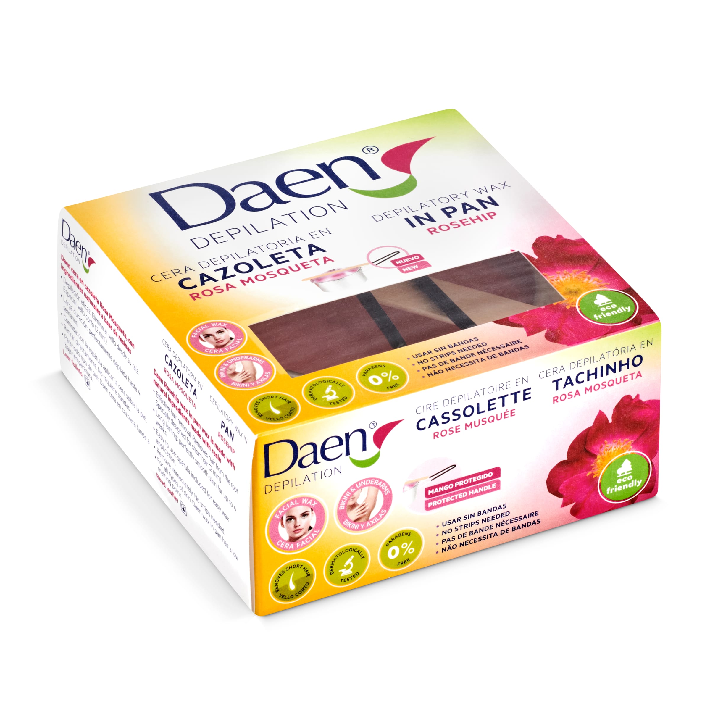DAEN cera depilatoria en cazoleta rosa mosqueta 90 gr