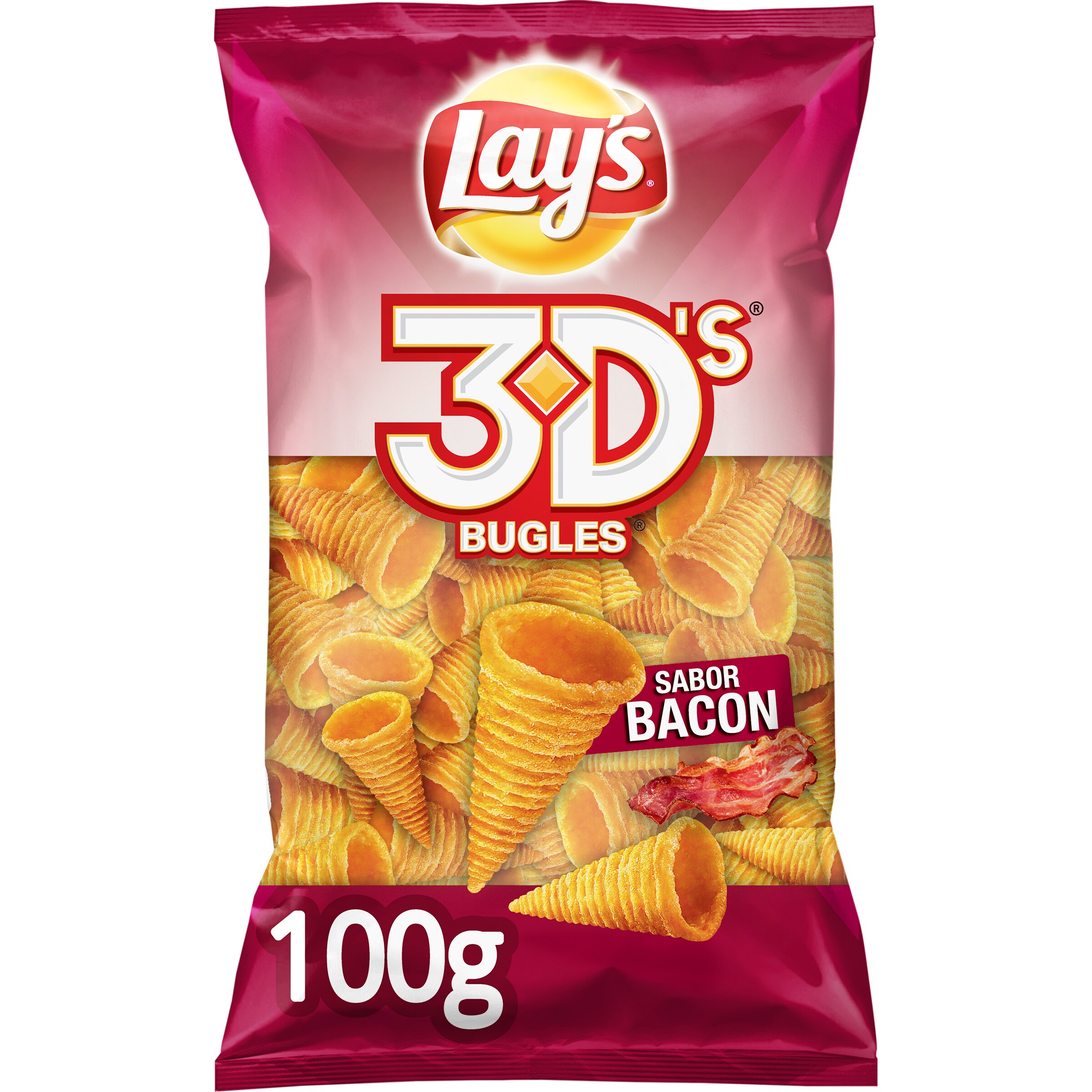 LAY'S conos de maíz 3D sabor bacon bolsa 100 gr