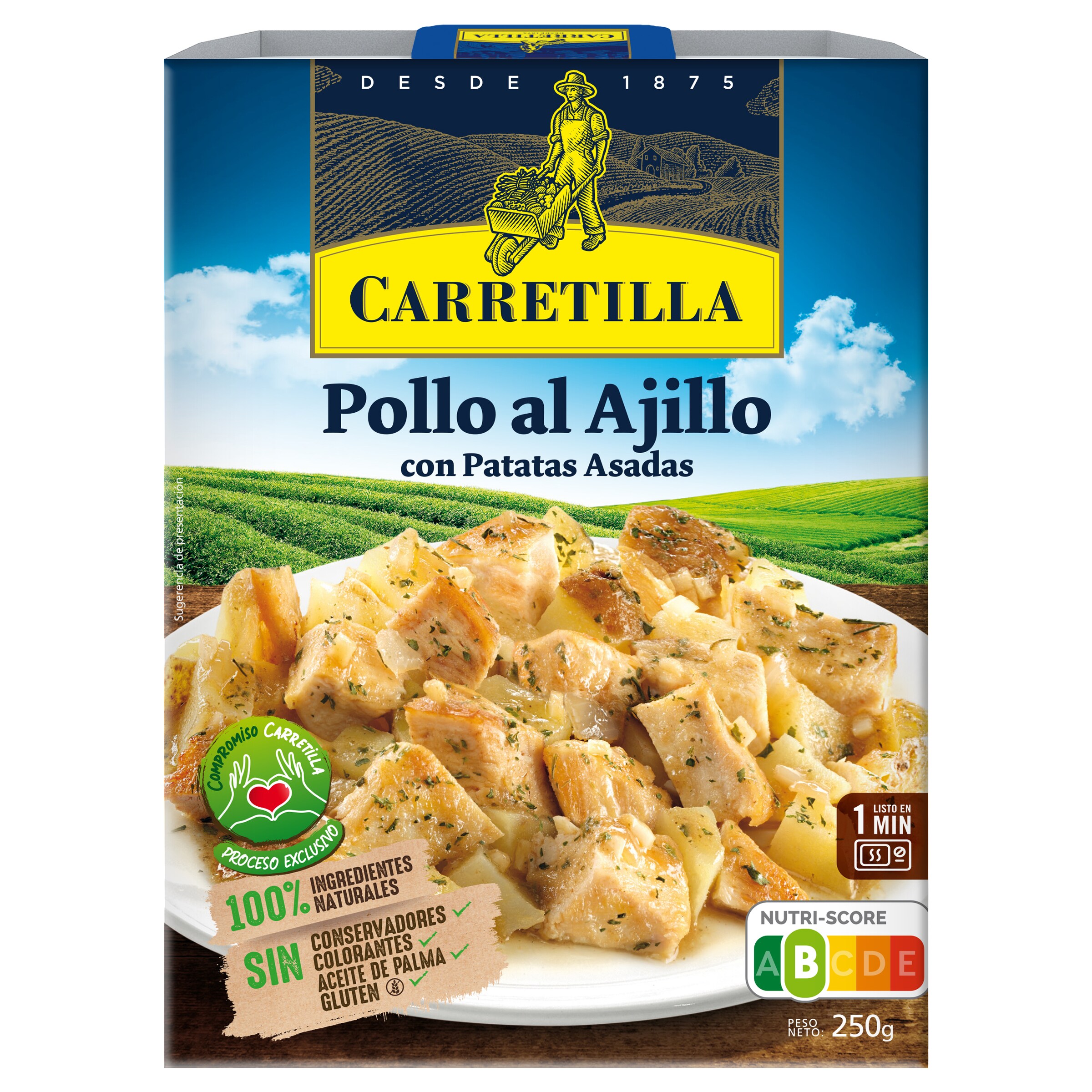 CARRETILLA pollo al ajillo con patatas bandeja 250 gr