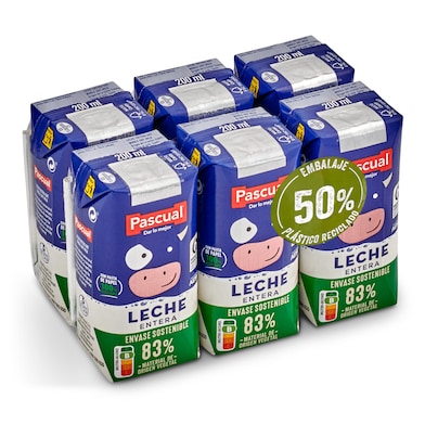 Leche entera Pascual brik 6 x 200 ml - Supermercados DIA