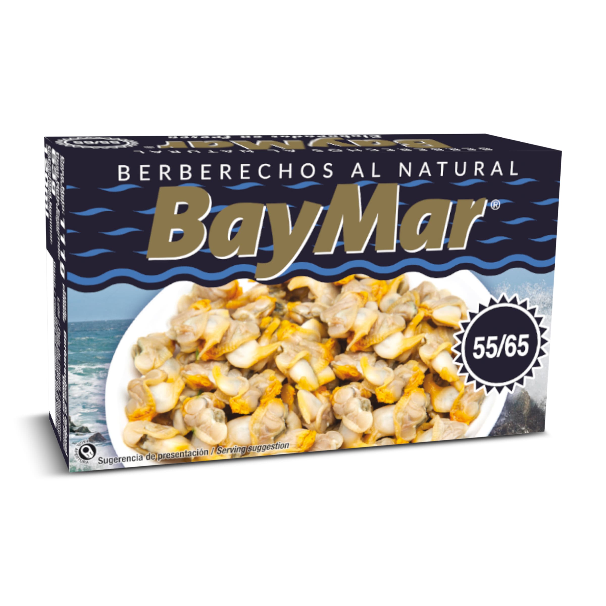 Berberechos al natural 55/65 piezas Baymar lata 63 g