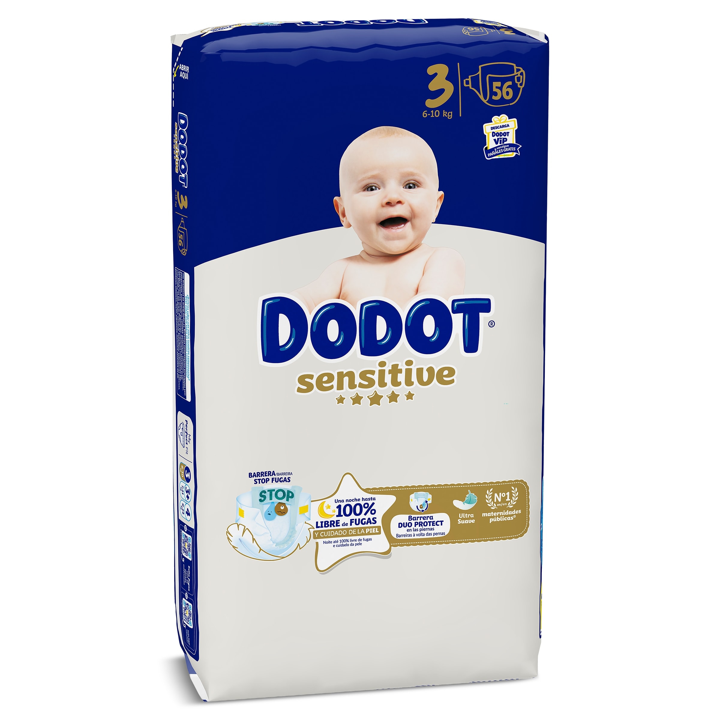 Pañales sensitive 6-10 kg talla 3 Dodot 56 unidades