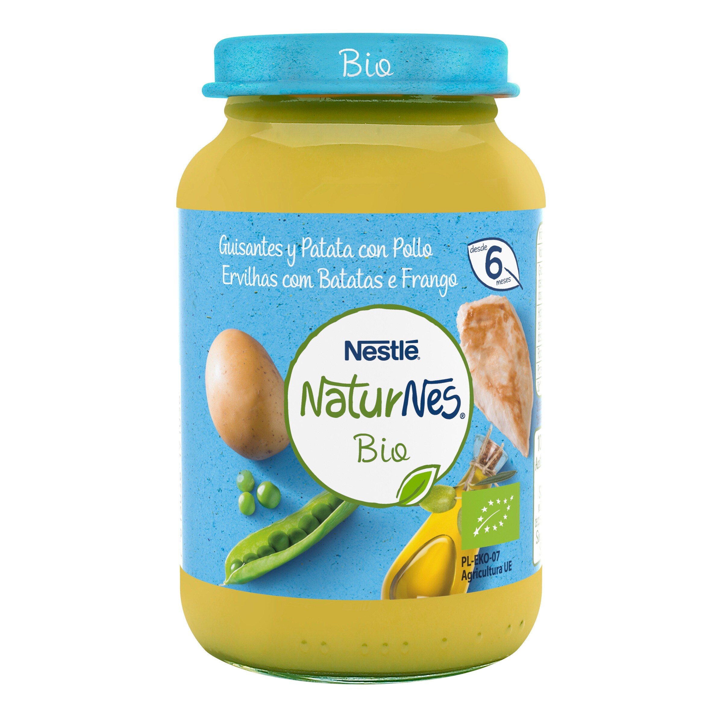 NESTLE Naturnes pure de guisantes con patata y pollo bio tarrito 190 gr