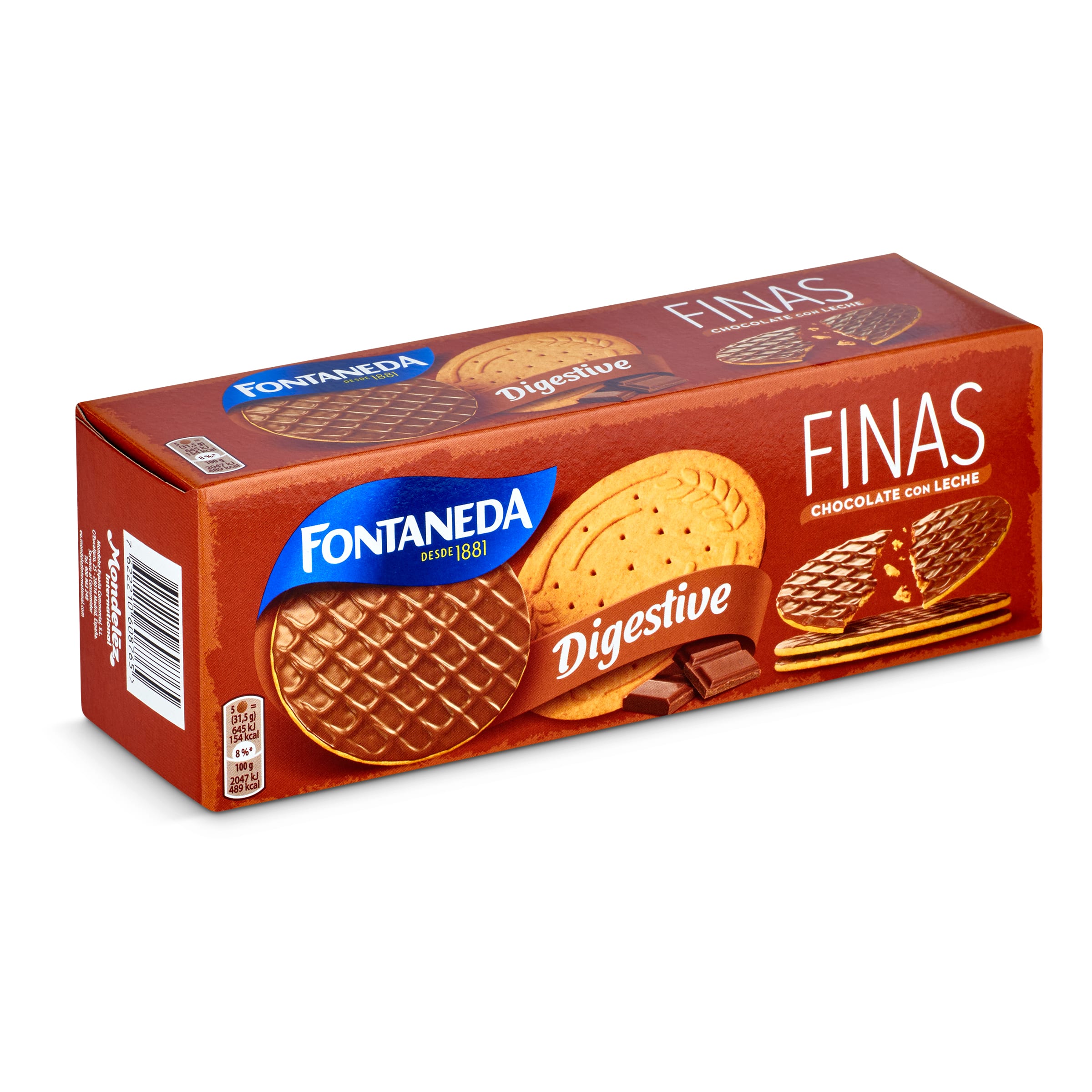 FONTANEDA galletas digestive finas con chocolate con leche caja 170 gr