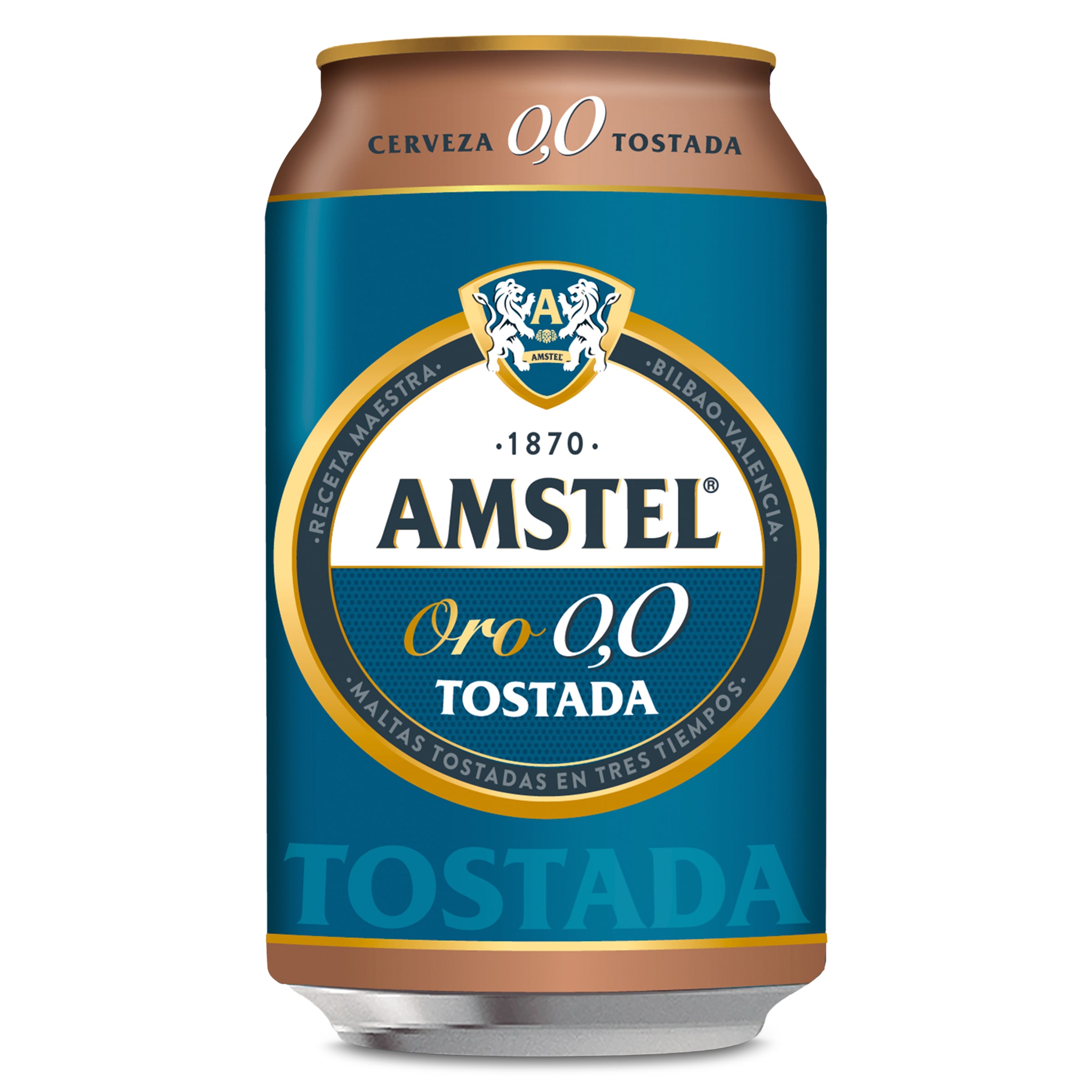 AMSTEL Oro cerveza tostada 0,0% alcohol lata 33 cl