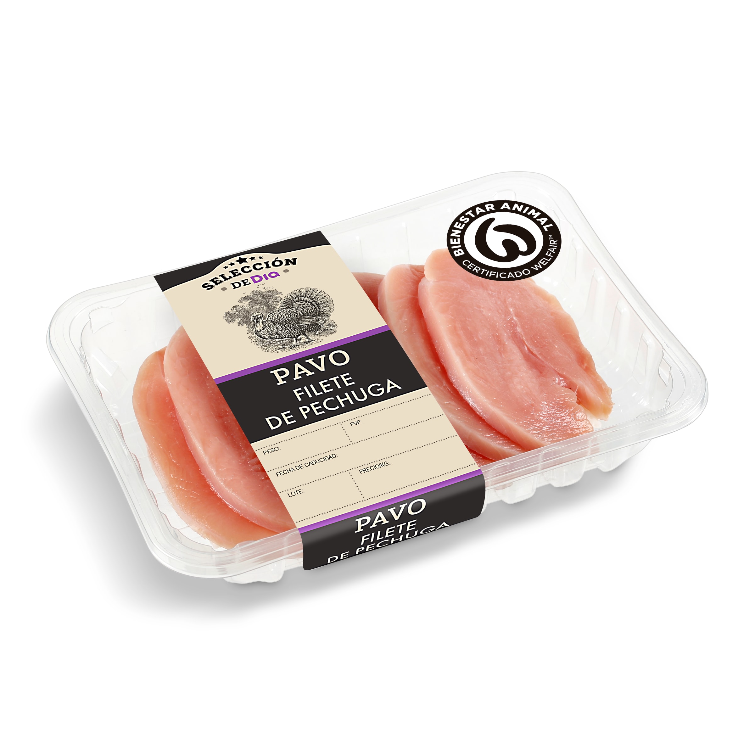 SELECCIÓN DE DIA filete de pechuga de pavo bandeja (peso aprox. 820 gr)