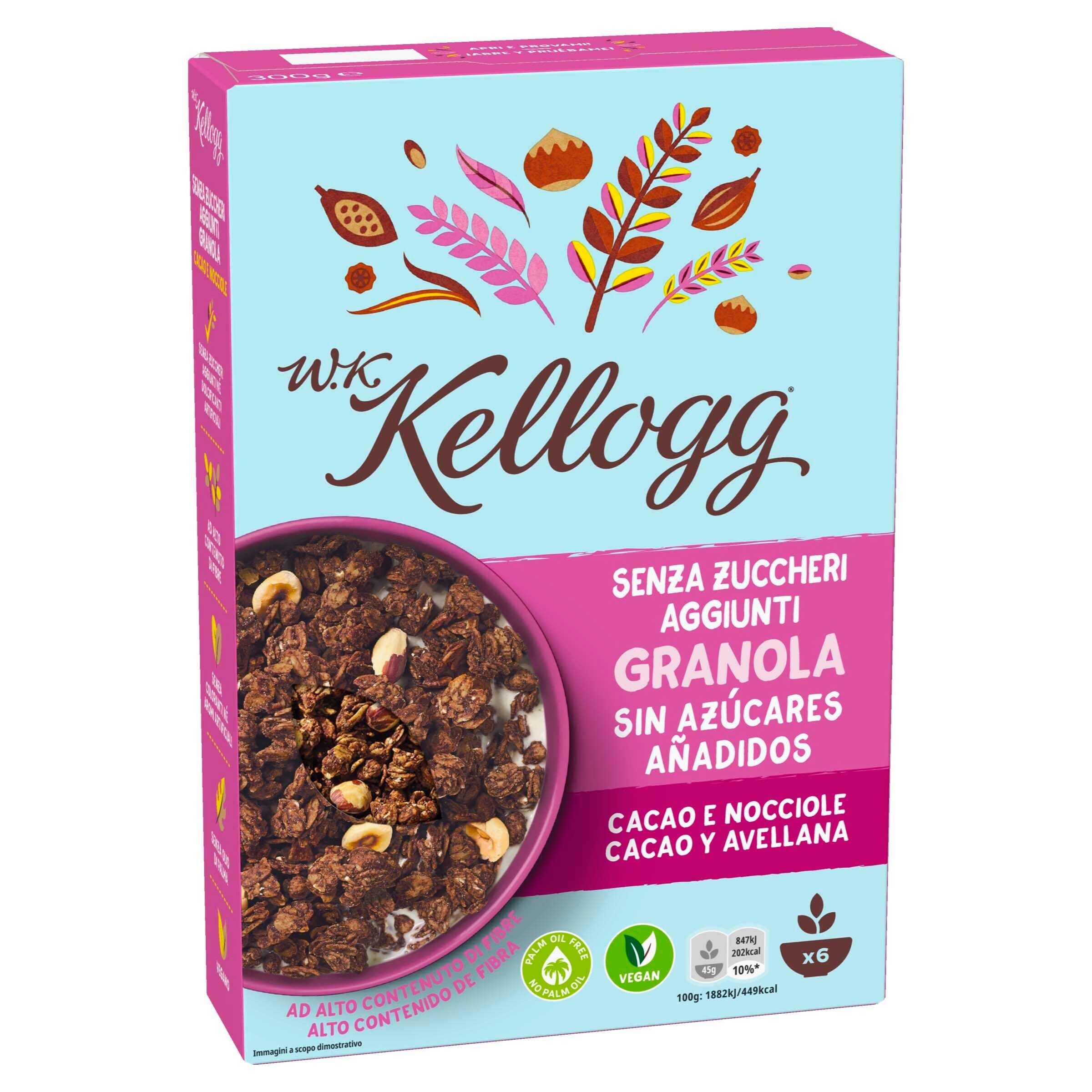 KELLOGGS cereales wk granola con cacao y avellanas caja 300 gr