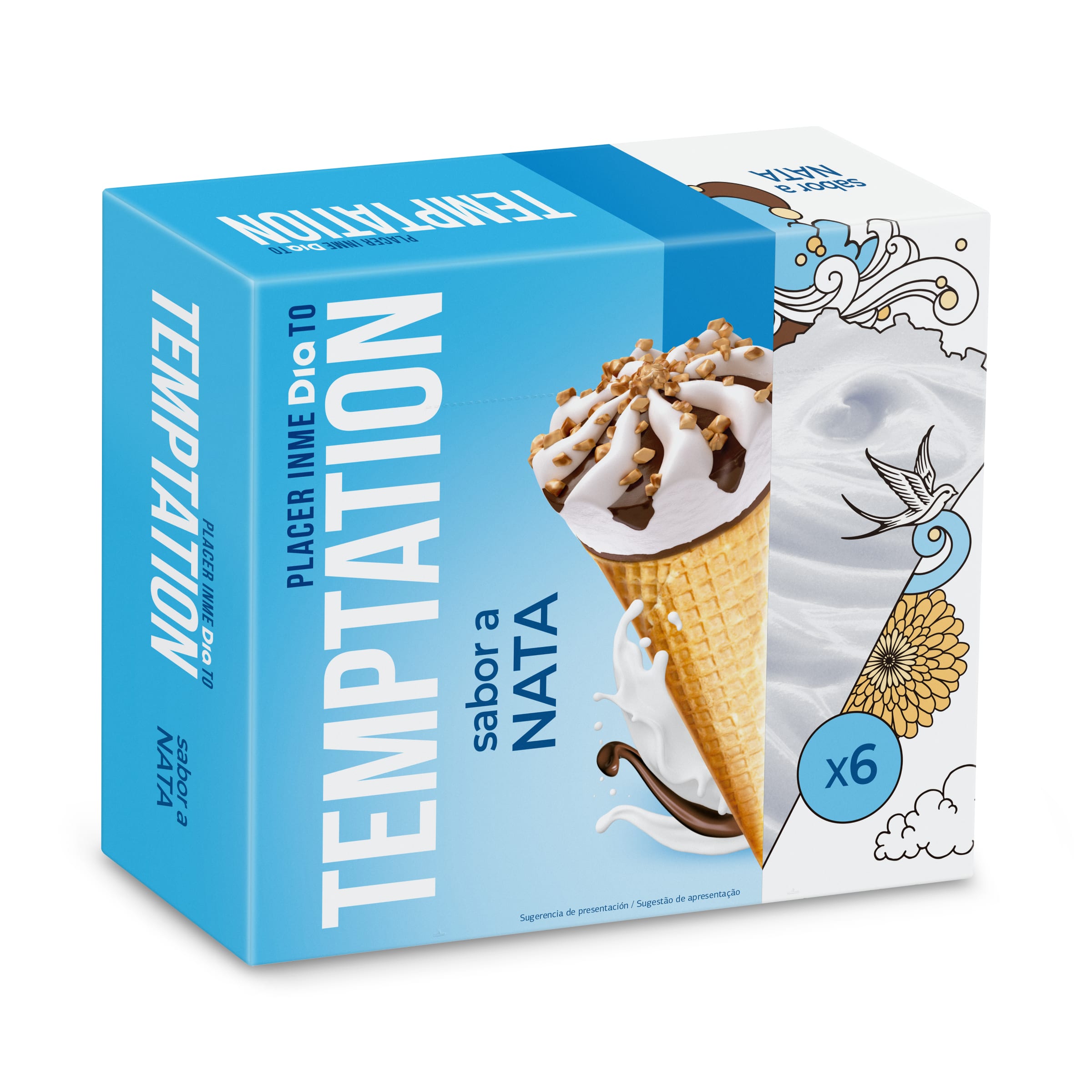 DIA TEMPTATION helado cono sabor nata caja 6 uds 408 gr