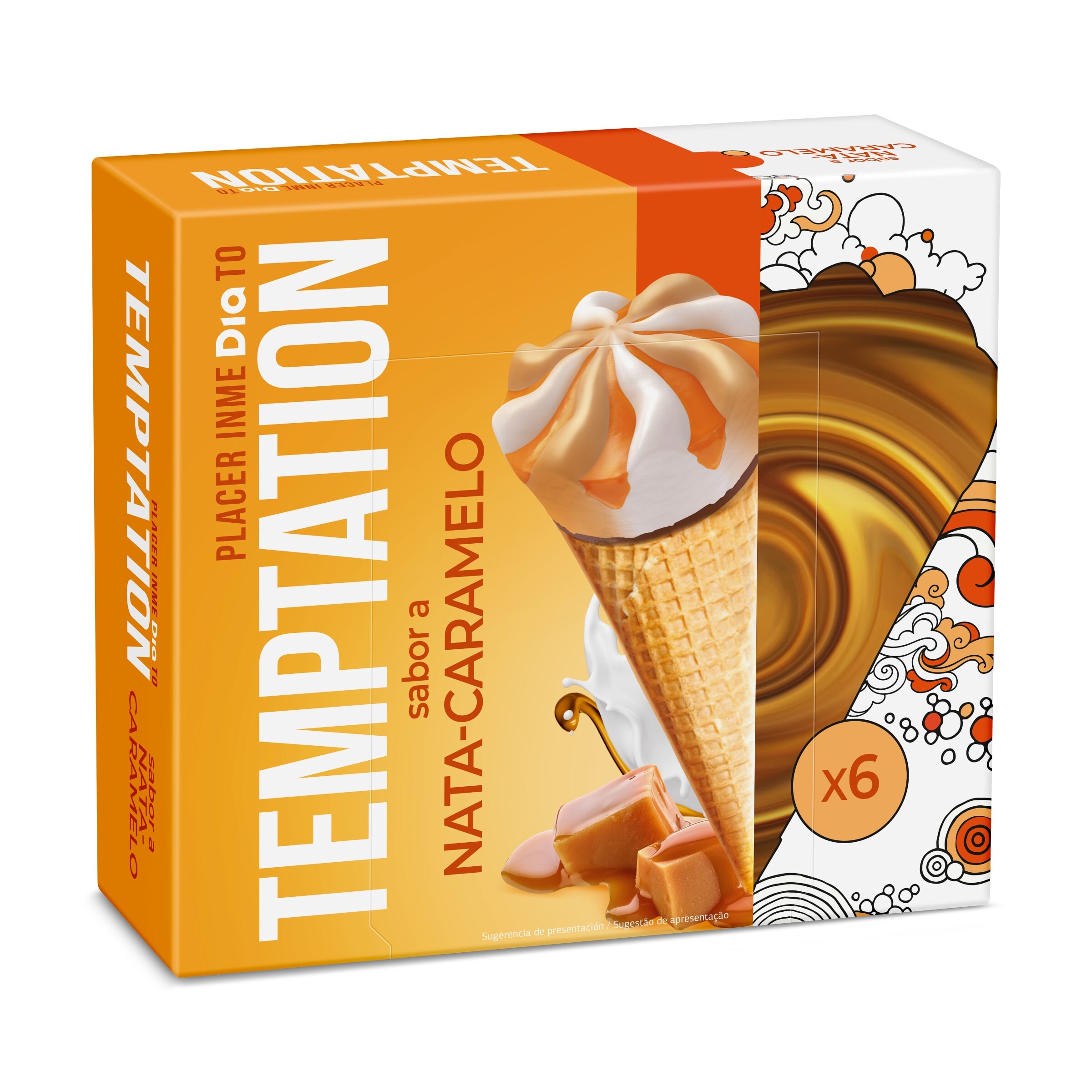 DIA TEMPTATION helado cono sabor nata y caramelo caja 6 uds 408 gr