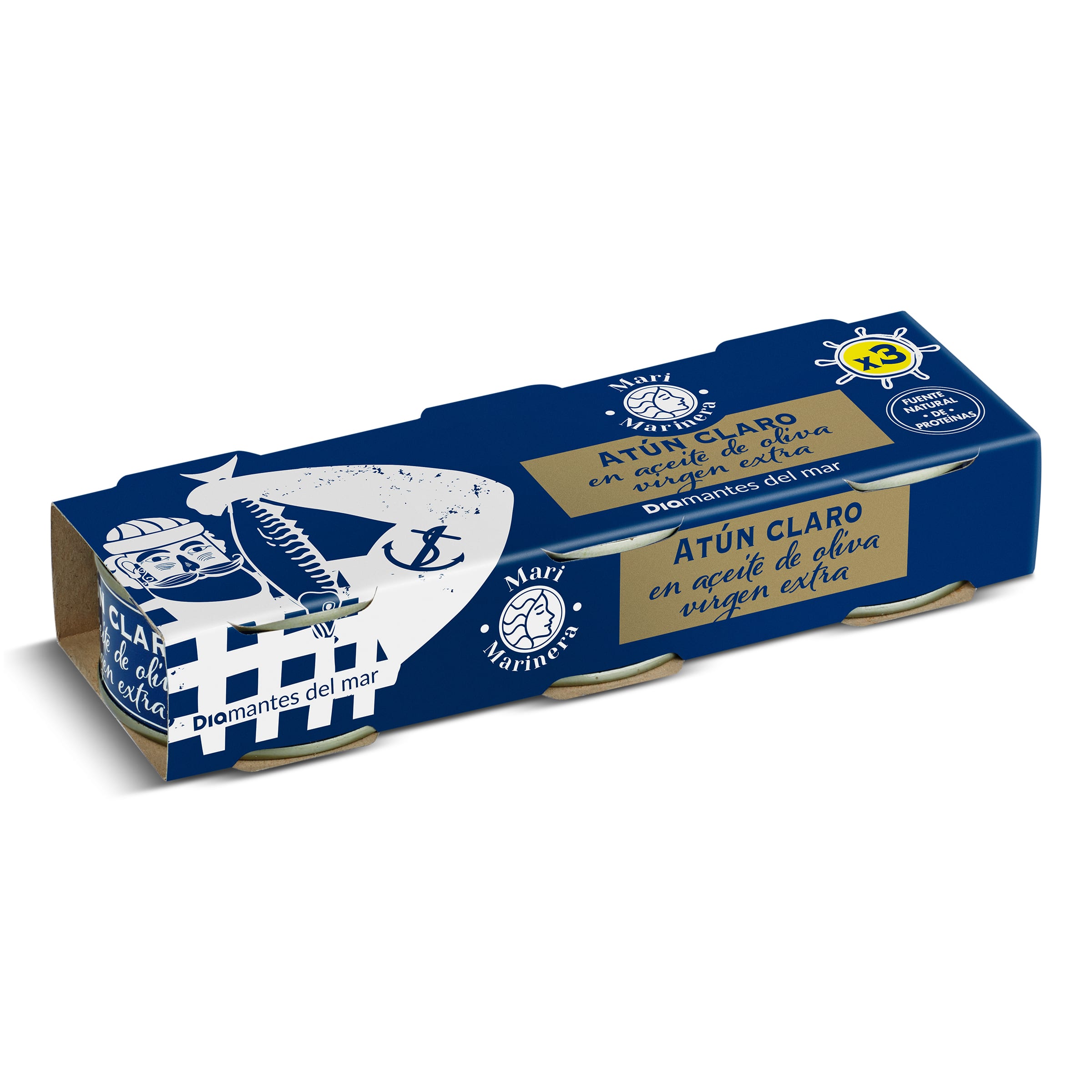 DIA MARI MARINERA atún claro en aceite de oliva virgen extra pack 3 latas de 50 gr