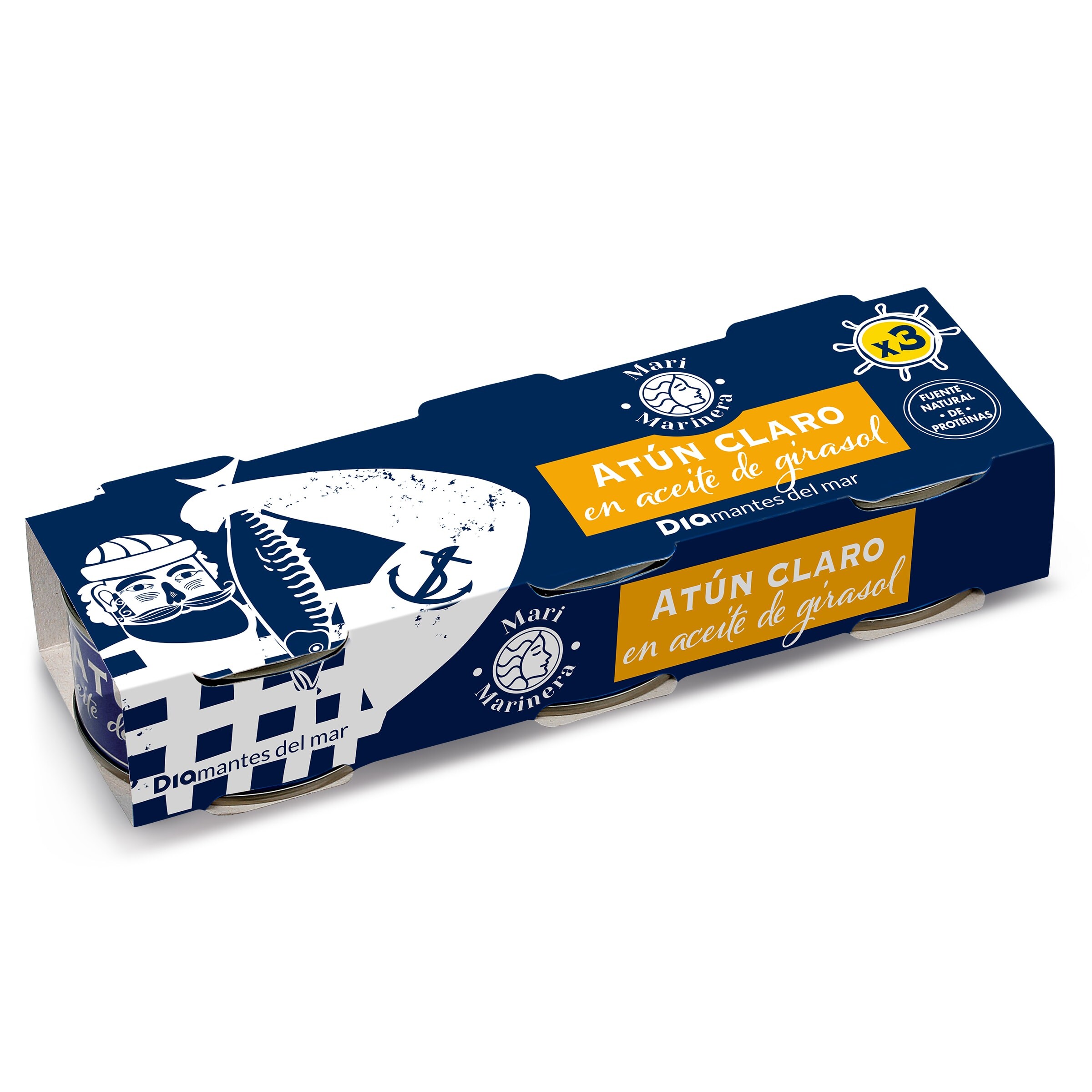 DIA MARI MARINERA atún claro en aceite de girasol pack 3 latas de 56 gr