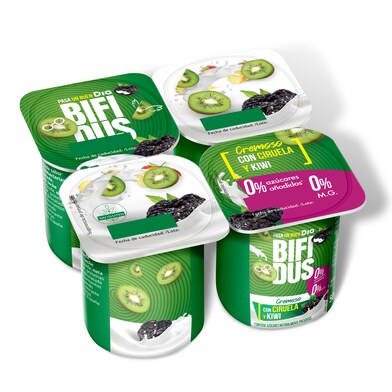 Cremoso desnatado con ciruela y kiwi Bífidus Dia pack 4 x 125 g-0 Cremoso desnatado con ciruela y kiwi Bífidus Dia pack 4 x 125 g-0