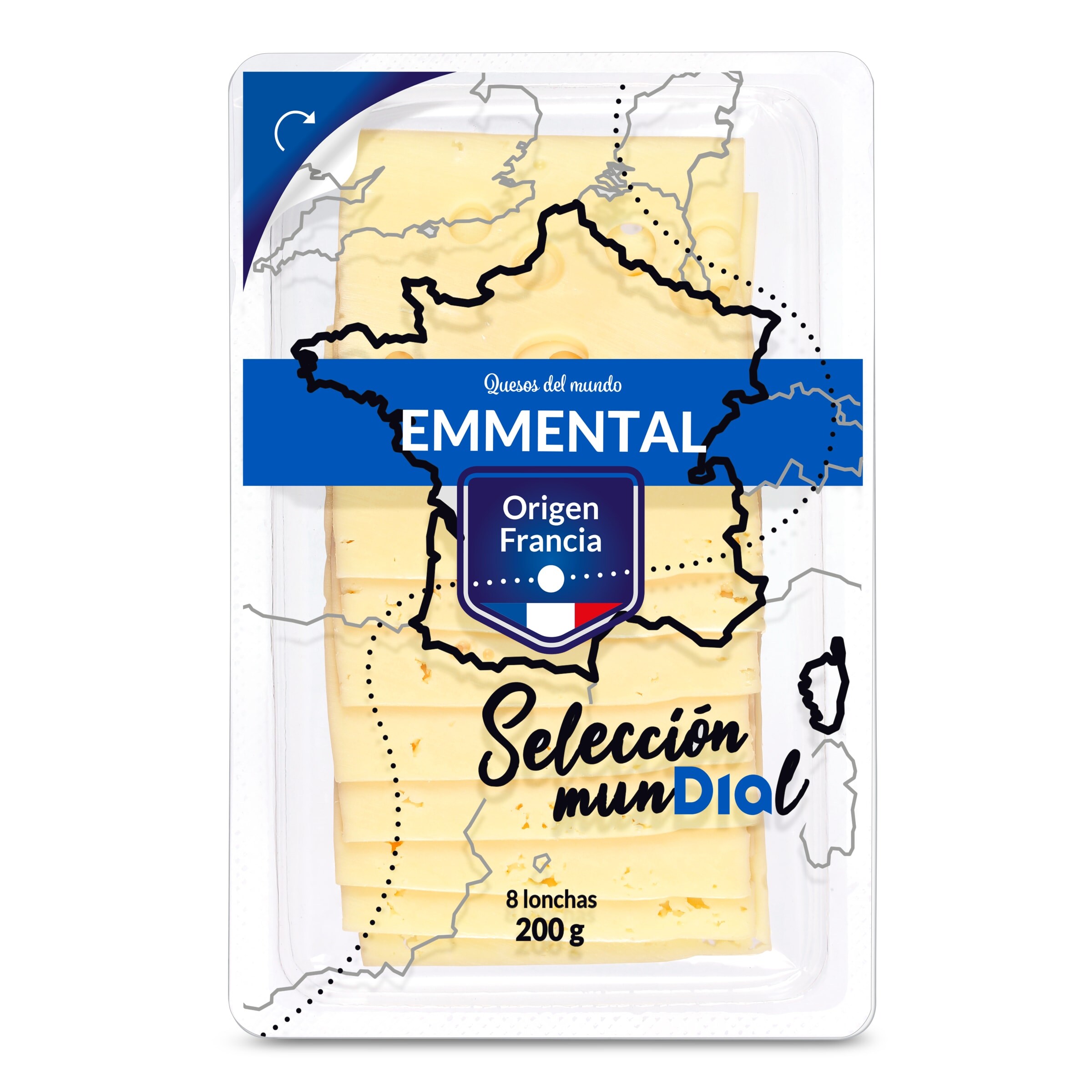 DIA SELECCIÓN MUNDIAL queso emmental en lonchas sobre 200 gr