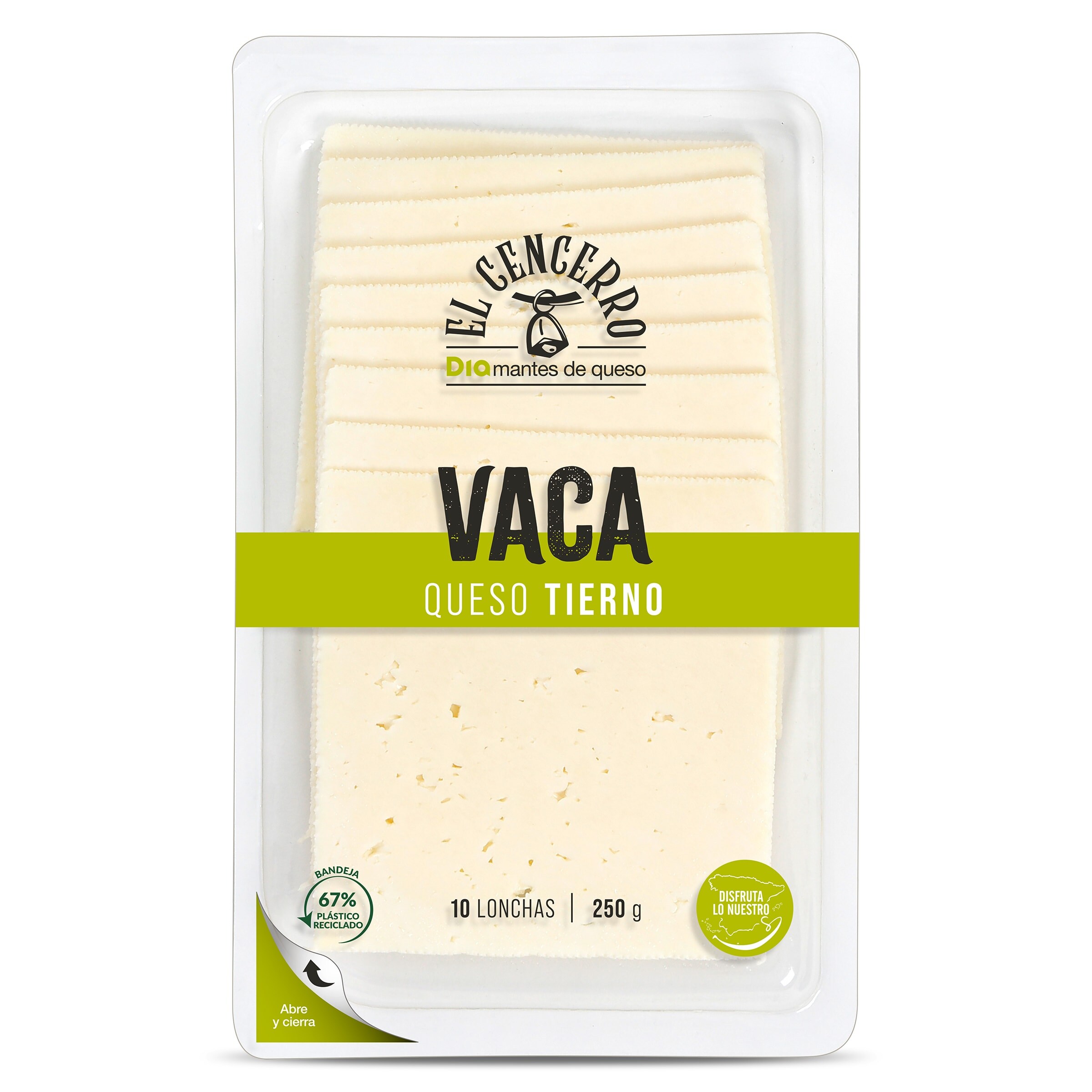 DIA EL CENCERRO queso tierno de vaca 100% en lonchas envase 250 gr