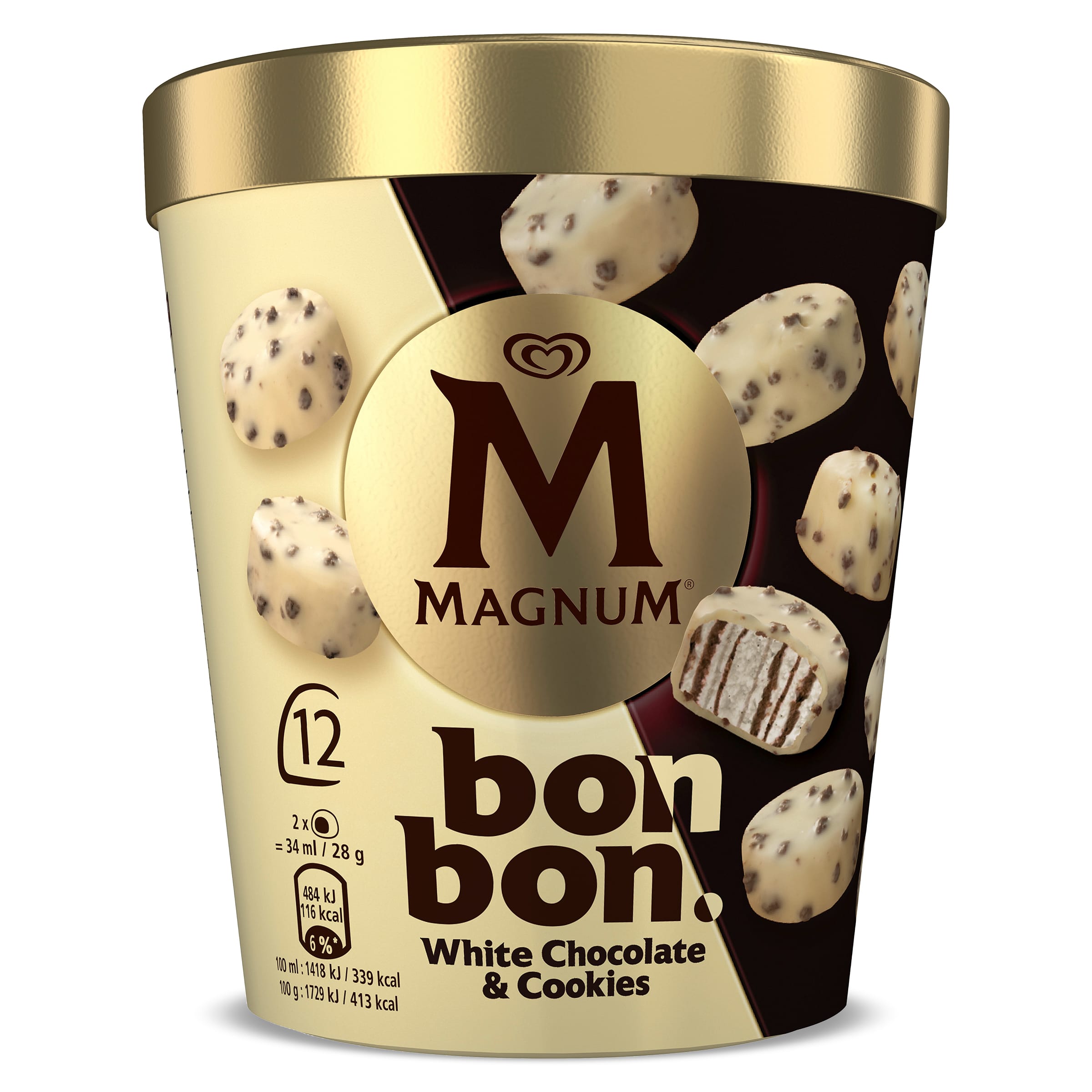 Helado bombón white choco&cookies 12 unidades Magnum tarrina 168 g