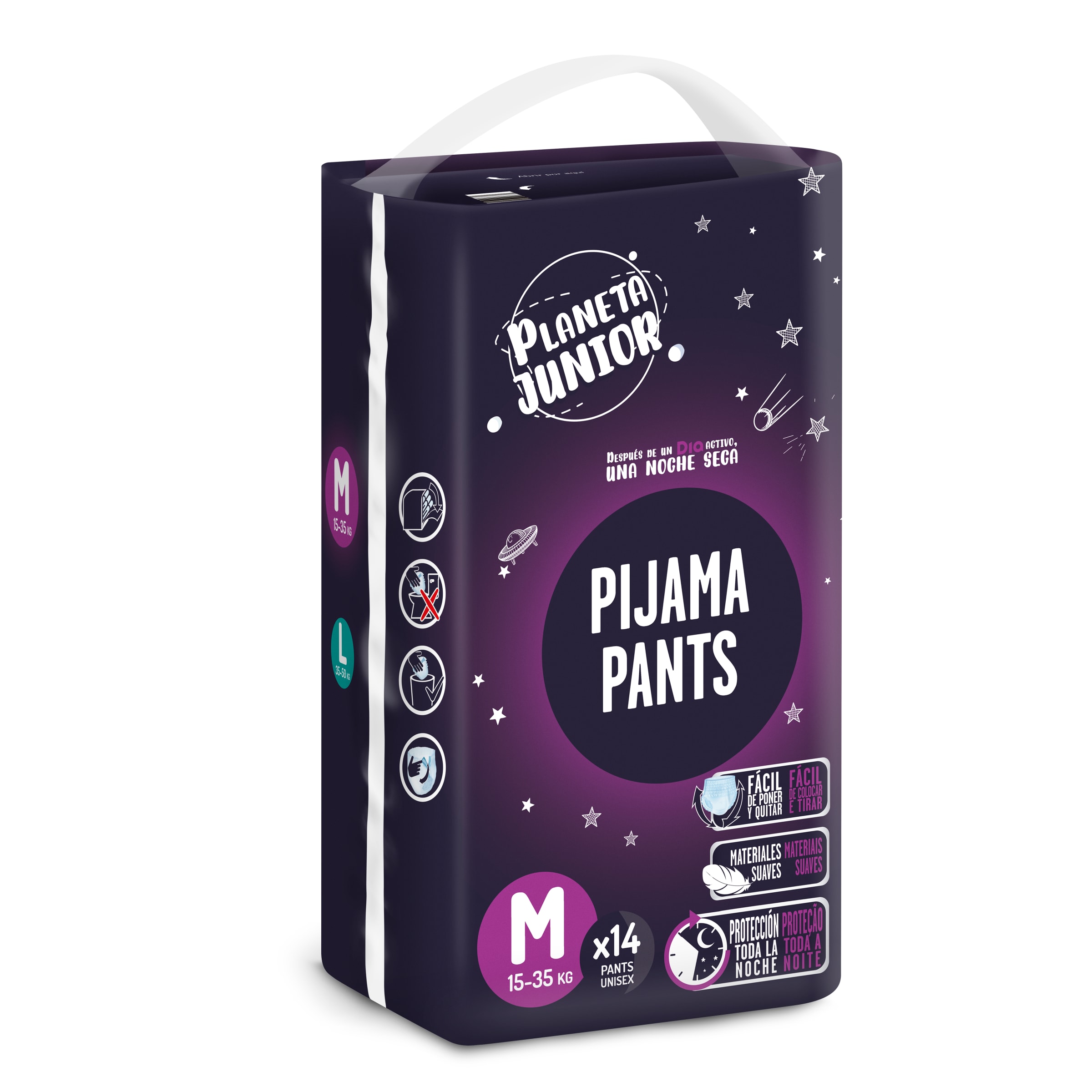 DIA PLANETA JUNIOR pañal de noche 15-35 kg talla M paquete 14 uds