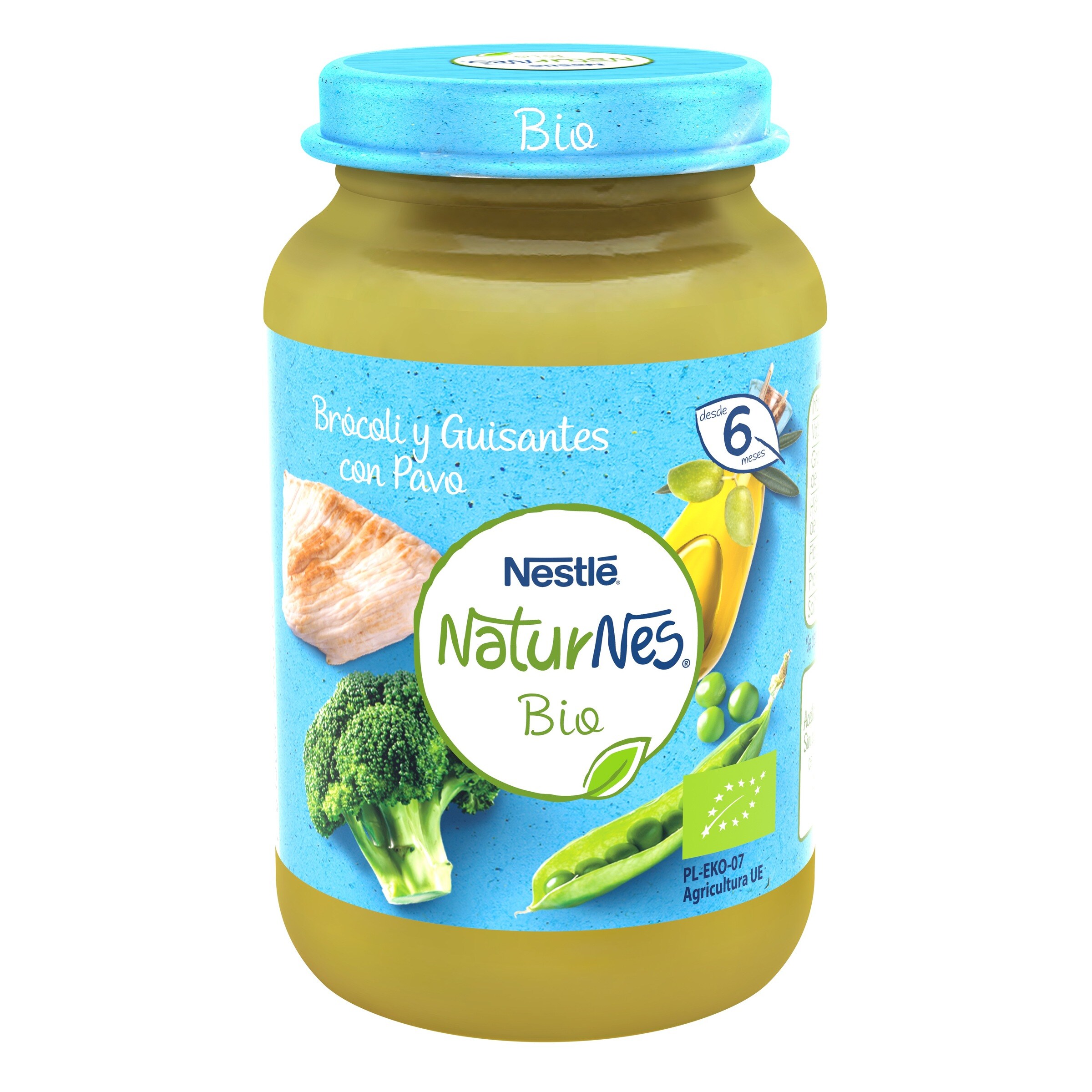 NESTLE Naturnes puré de brócoli y guisantes con pavo bio tarrito 190 gr