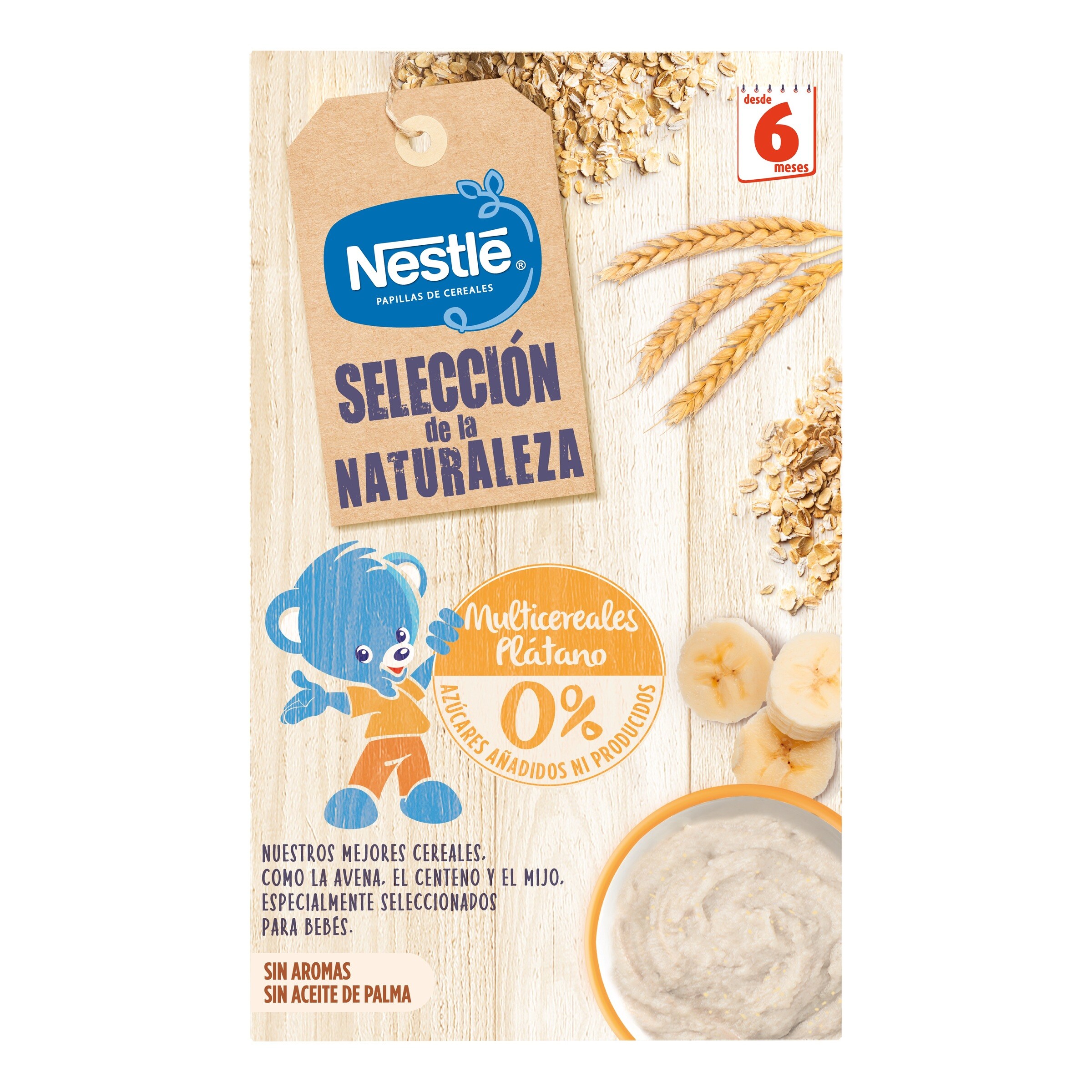 NESTLE papilla multicereales con plátano 0% azúcares añadidos caja 330 gr