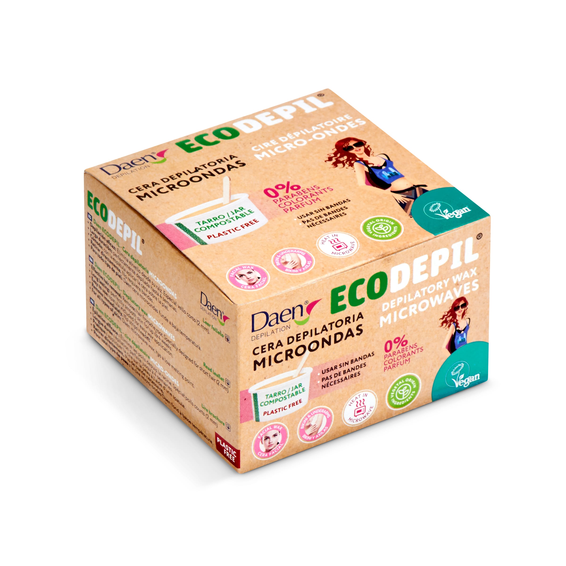 DAEN Ecodepil cera depilatoria en cazoleta microondas caja 100 gr