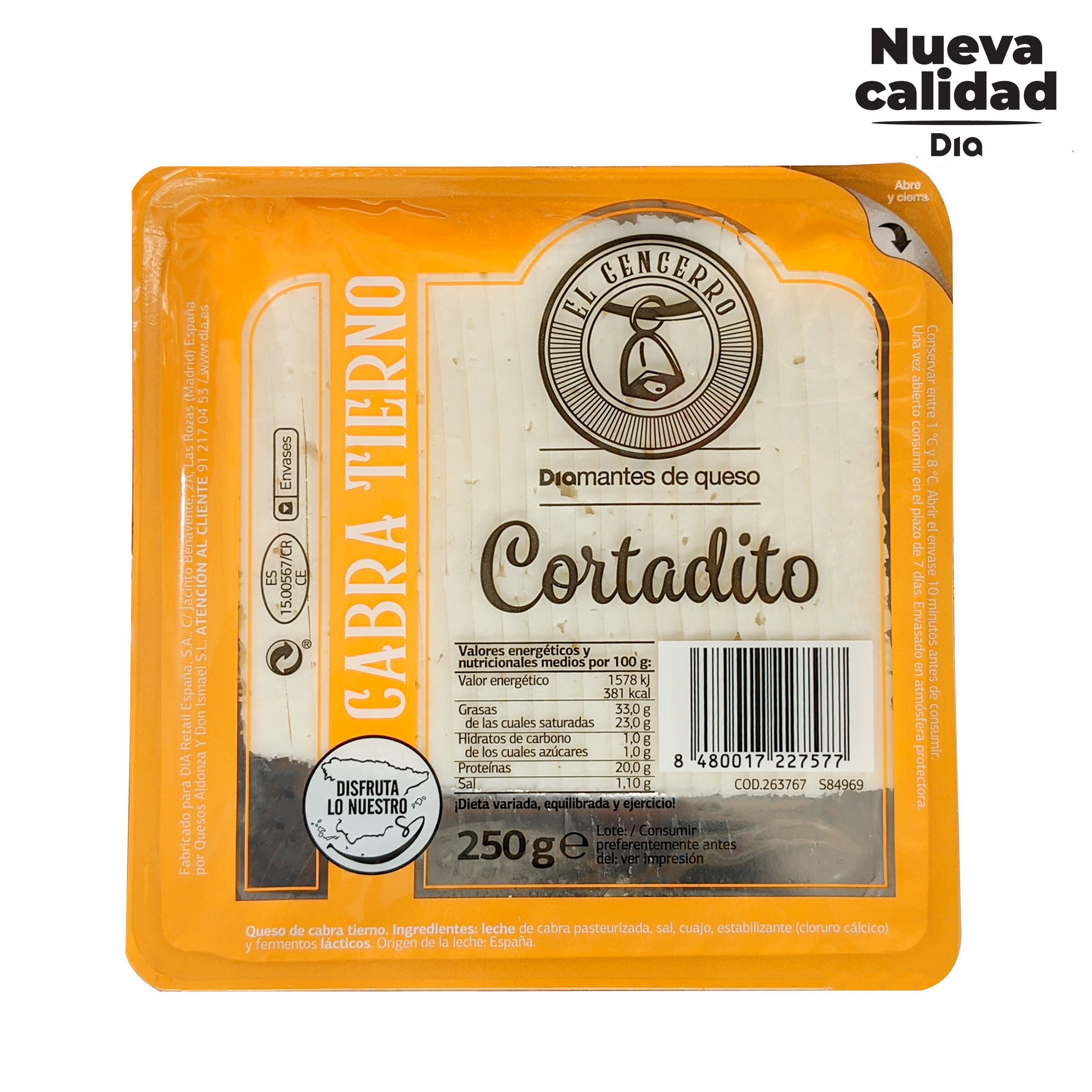 DIA EL CENCERRO queso de cabra cortado cuña 250 gr
