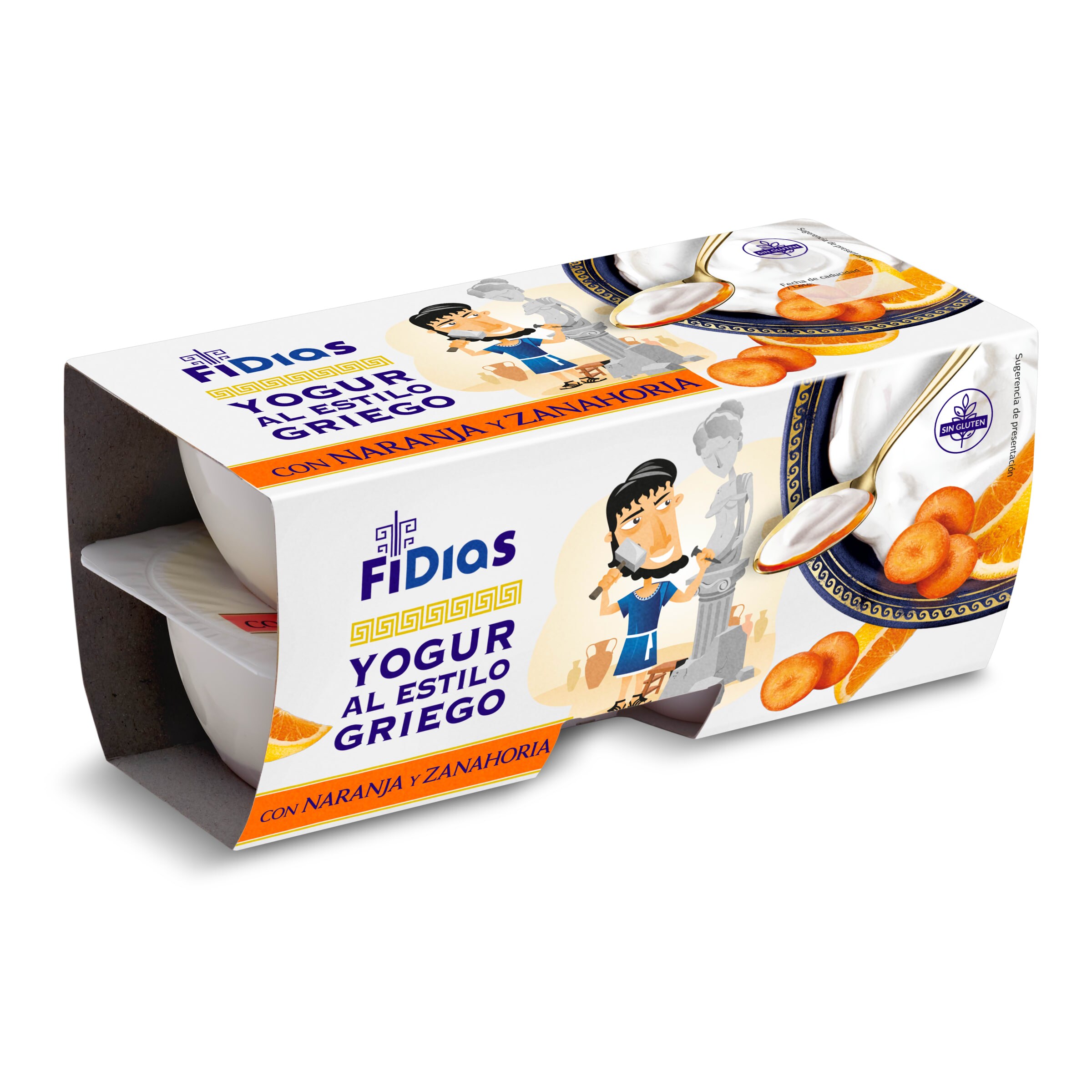 DIA FIDIAS yogur griego con naranja y zanahoria pack 4 unidades 125 gr