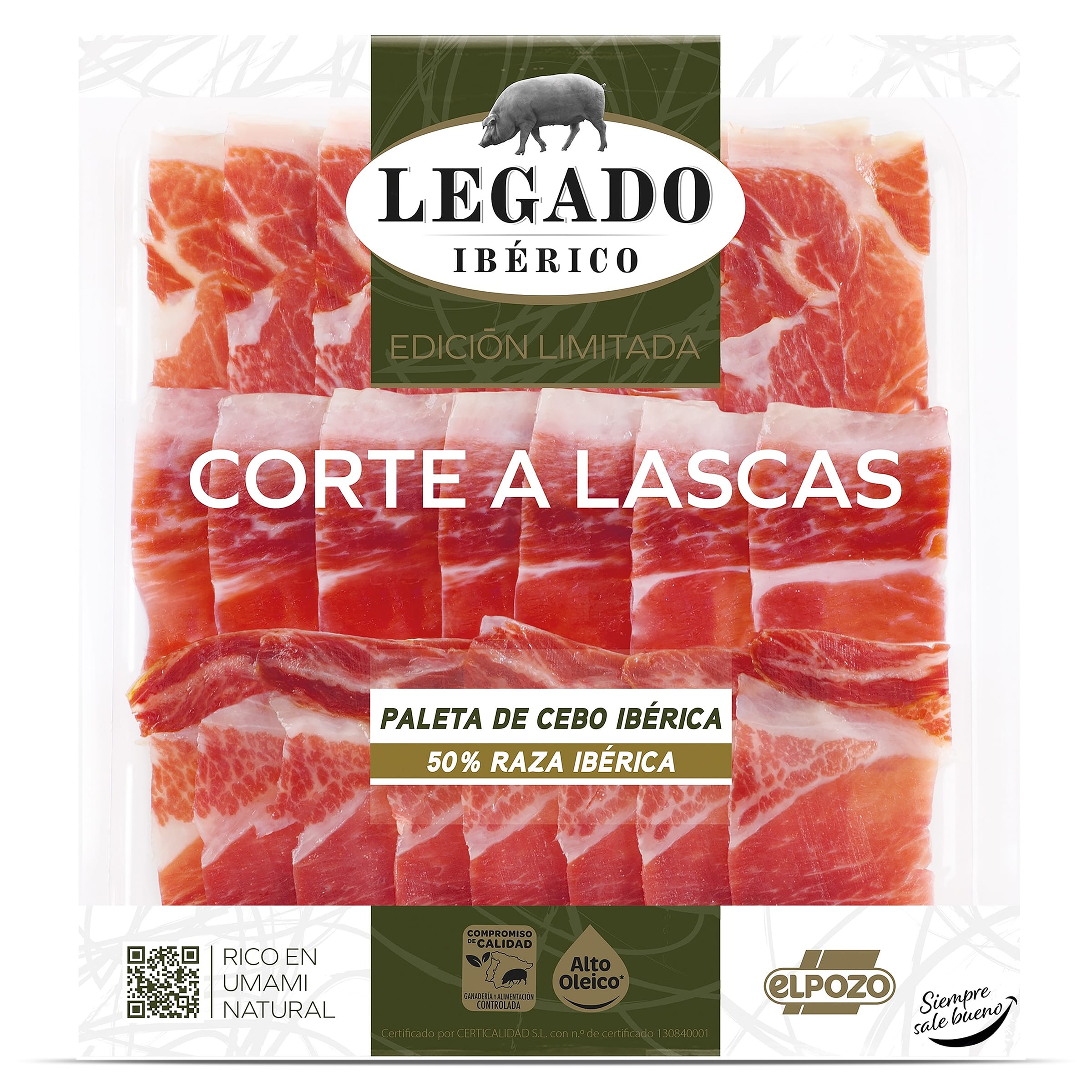 LEGADO paleta de cebo ibérico 50% raza ibérica corte a lascas sobre 90 gr