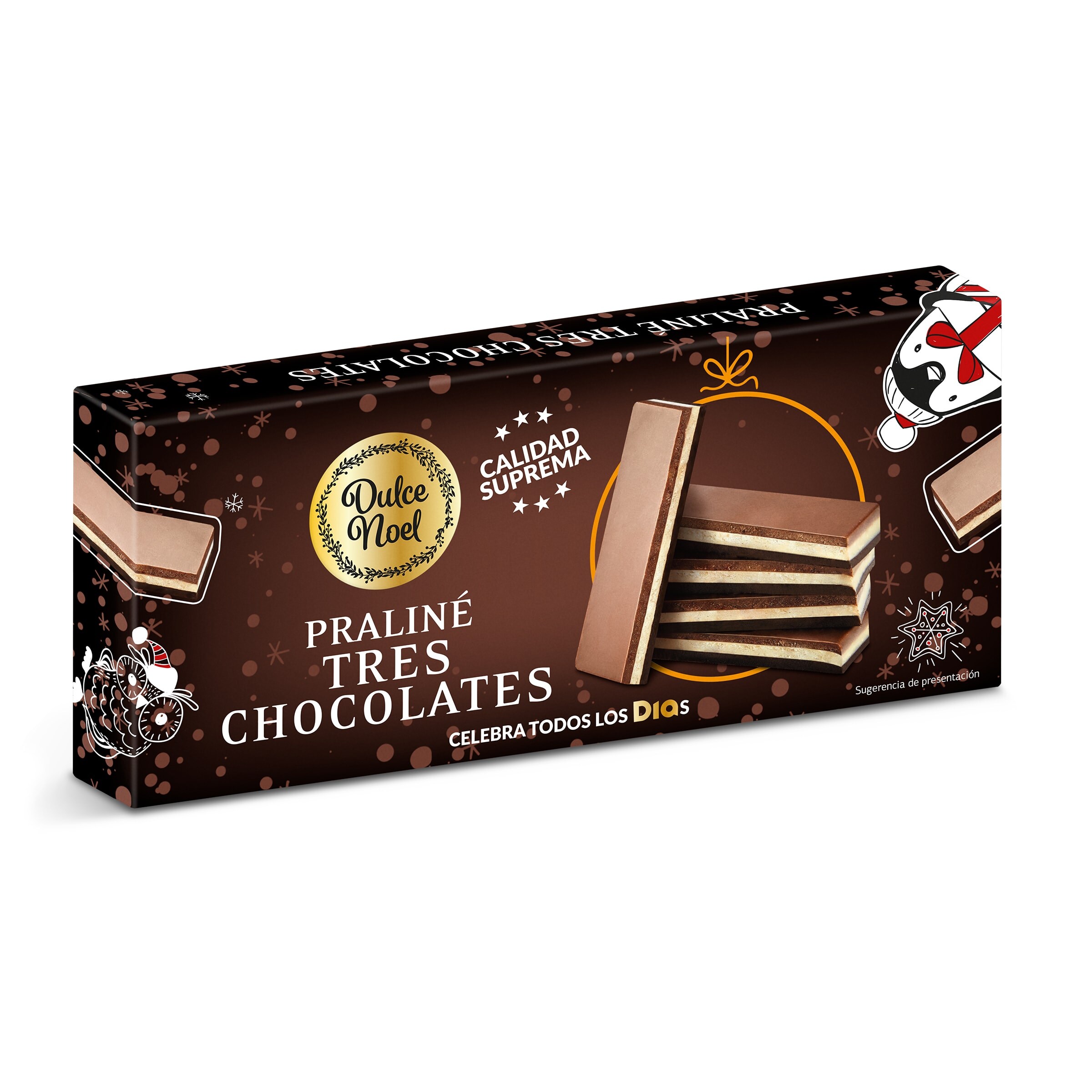 DIA DULCE NOEL turrón de tres chocolates estuche 150 gr
