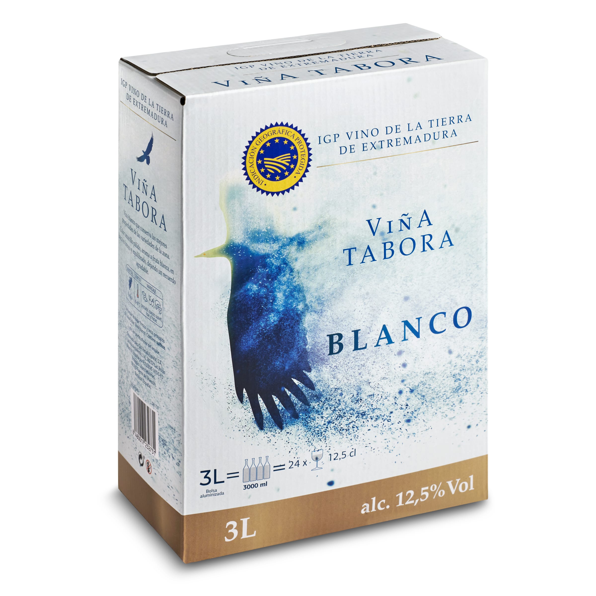 VIÑA TABORA vino blanco IGP de Extremadura caja 3 lt
