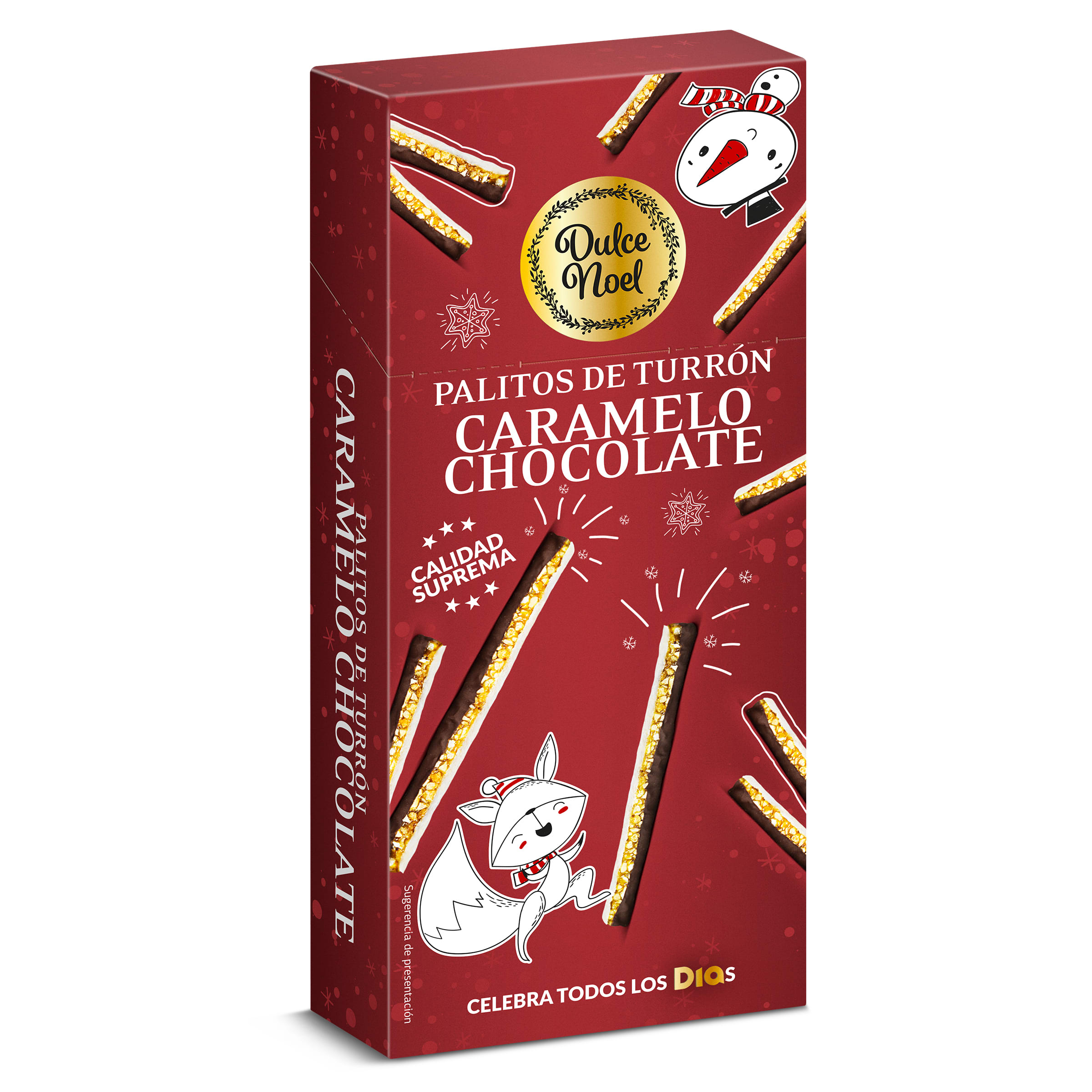 Palitos de turrón caramelo chocolate Dulce Noel caja 140 g