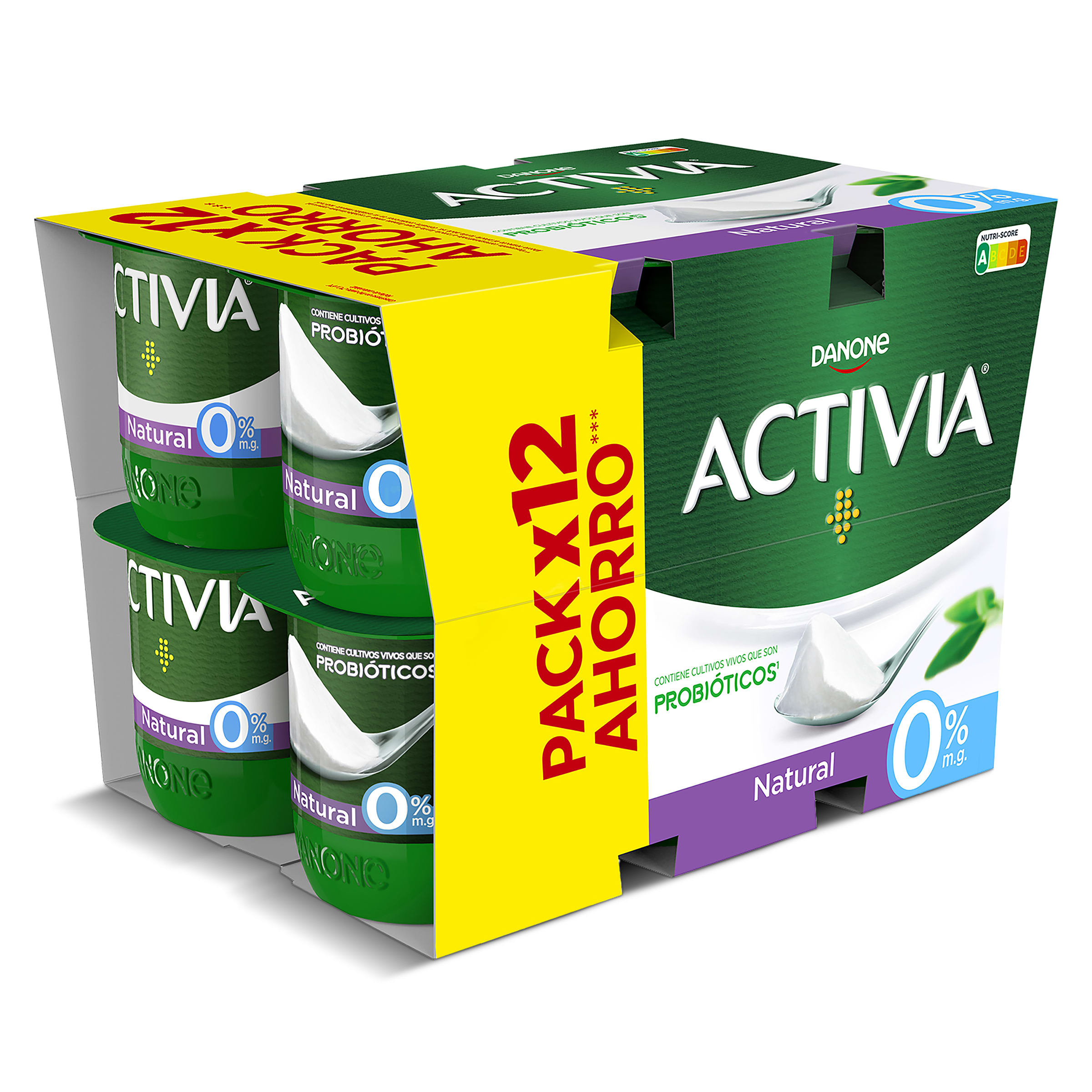 DANONE ACTIVIA bífidus natural 0% M.G pack 12 unidades 120 gr