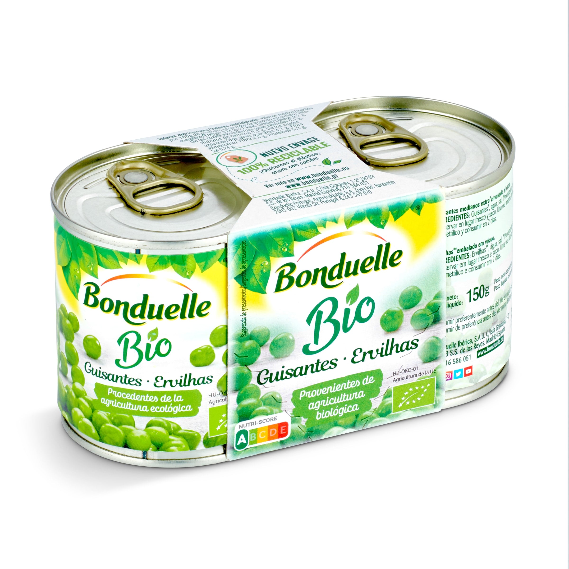 BONDUELLE guisantes Bio pack 2 unidades x 130 gr